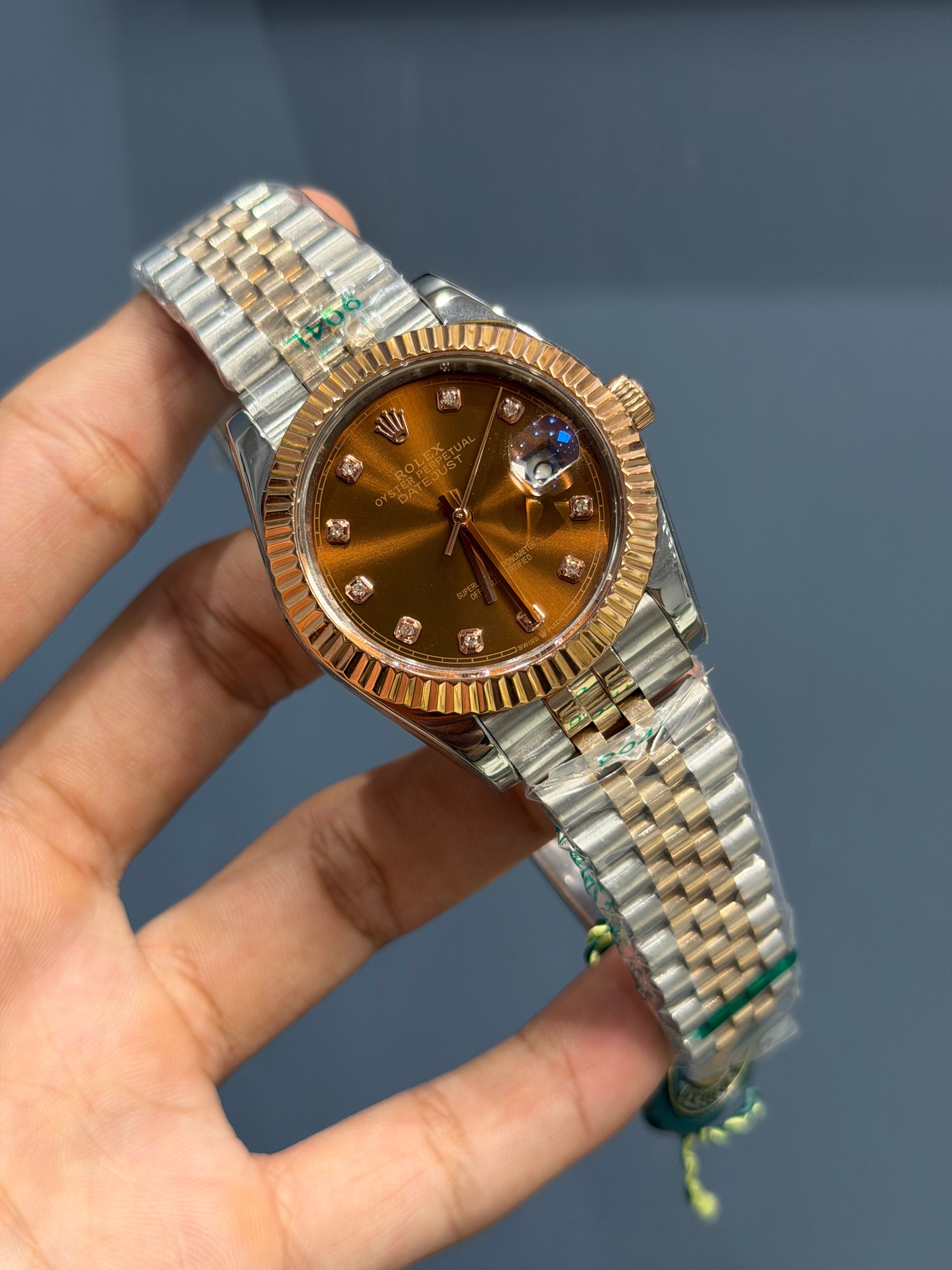 NEW COLLECTION 40 ROSE TWOTONE WITH CHOCO DIAL & FLUTED BEZEL YZ FACTORY