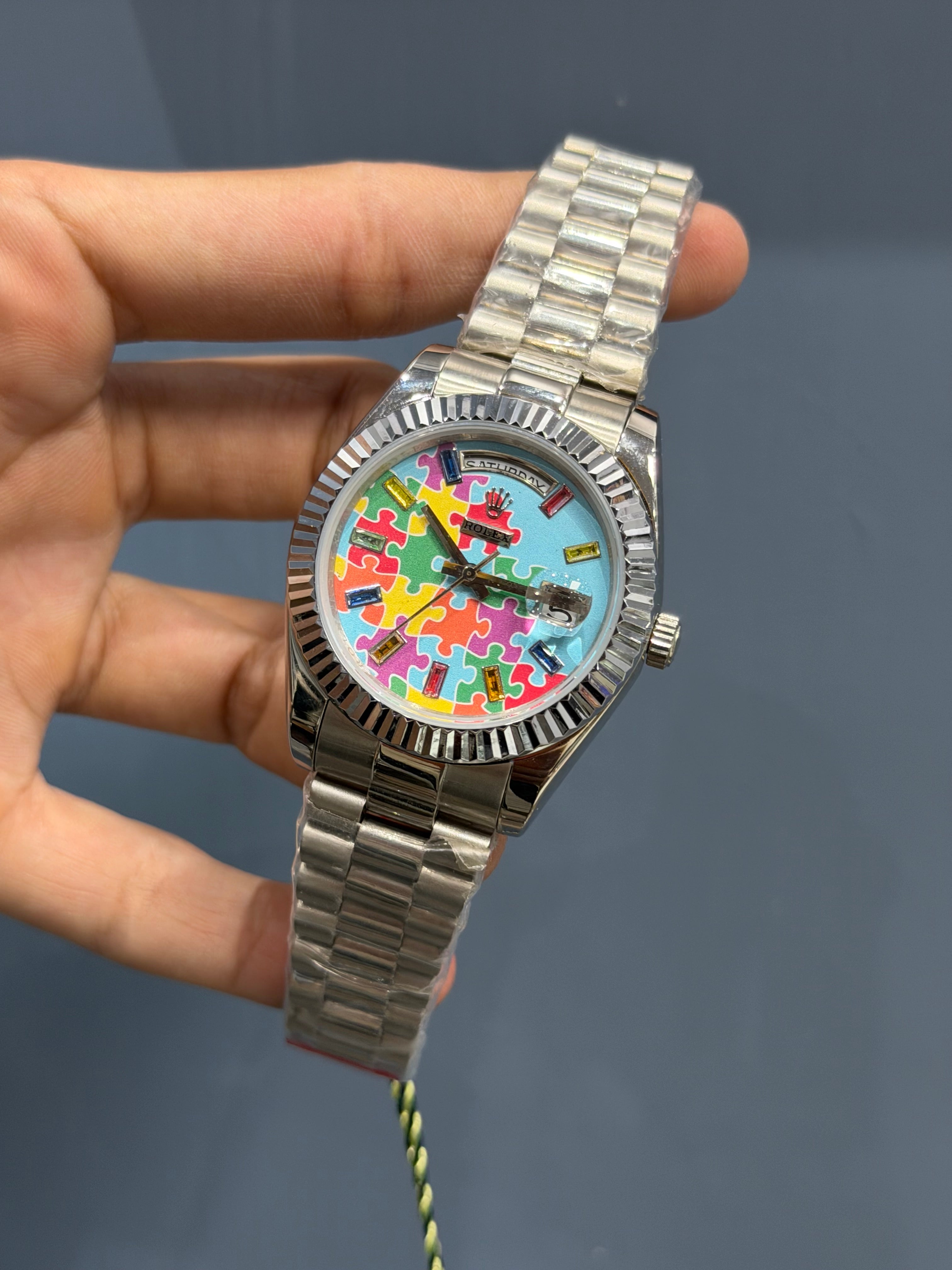 NEW COLLECTION 40MM SILVER WITH PUZZEL DIAL  FLUTED BEZEL YZ FACTORY