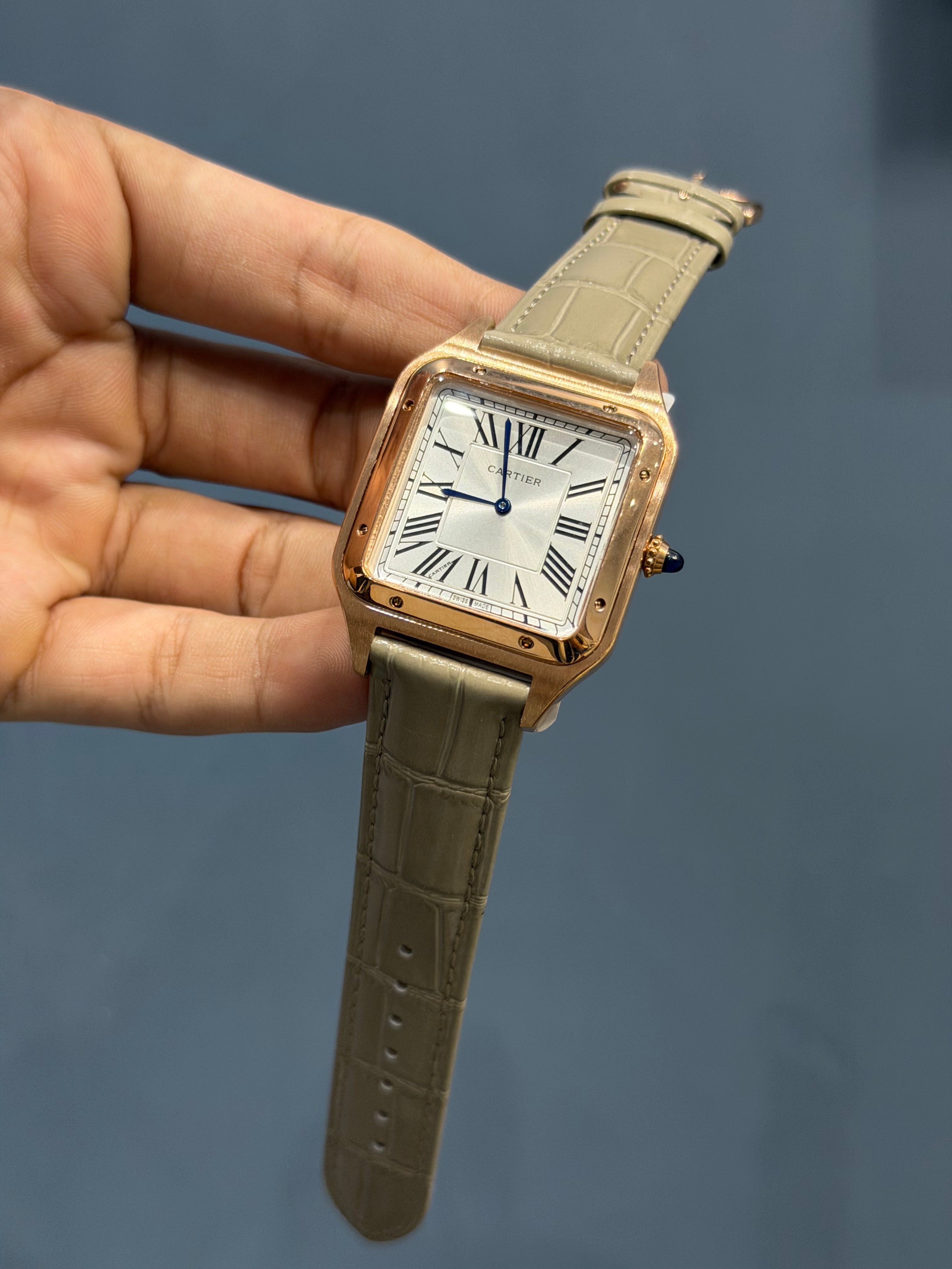 NEW COLLECTION ROSE CASE WITH WHITE DIAL & CREAM LEATHER STRAP