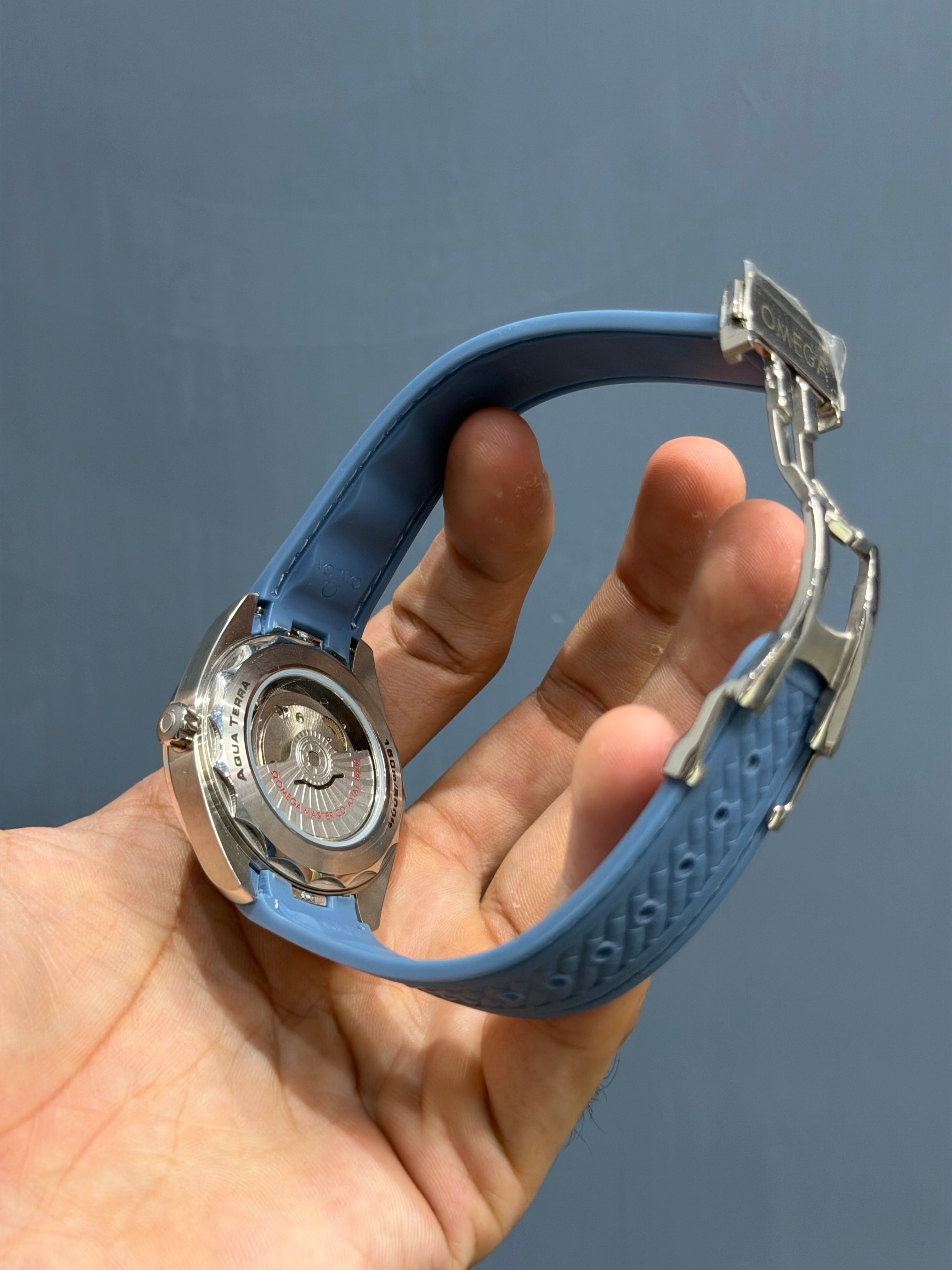 NEW COLLECTION SILVER CASE WITH SKY BLUE DIAL & RUBBER STRAP
