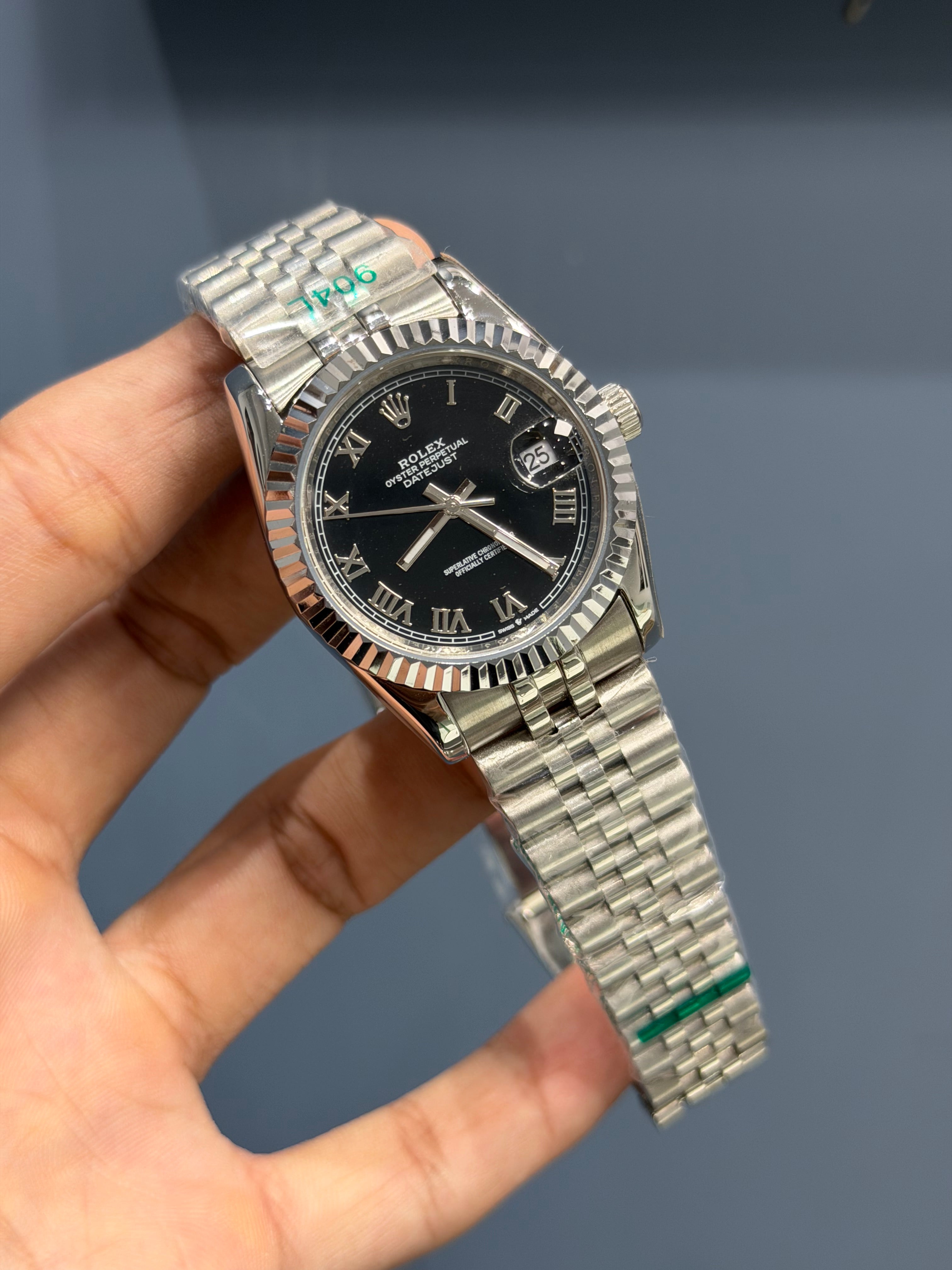 NEW COLLECTION 36 SILVER WITH BLACK DIAL FLUTED BEZEL & ROMAN INDEX AUTOMATIC WATCH ZR FACTORY