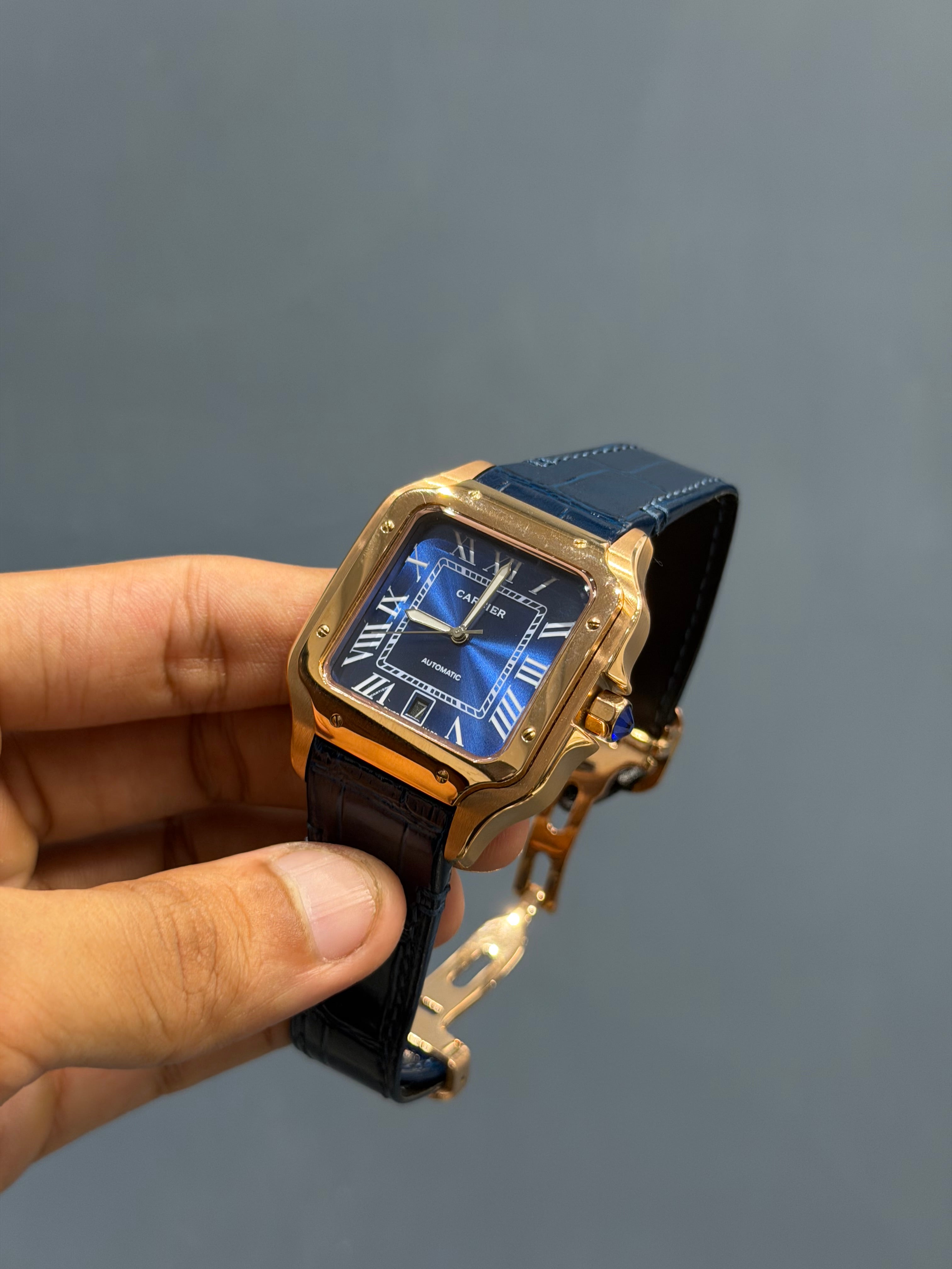 NEW COLLECTION ROSE CASE WITH BLUE DIAL & BLUE LEATHER STRAP