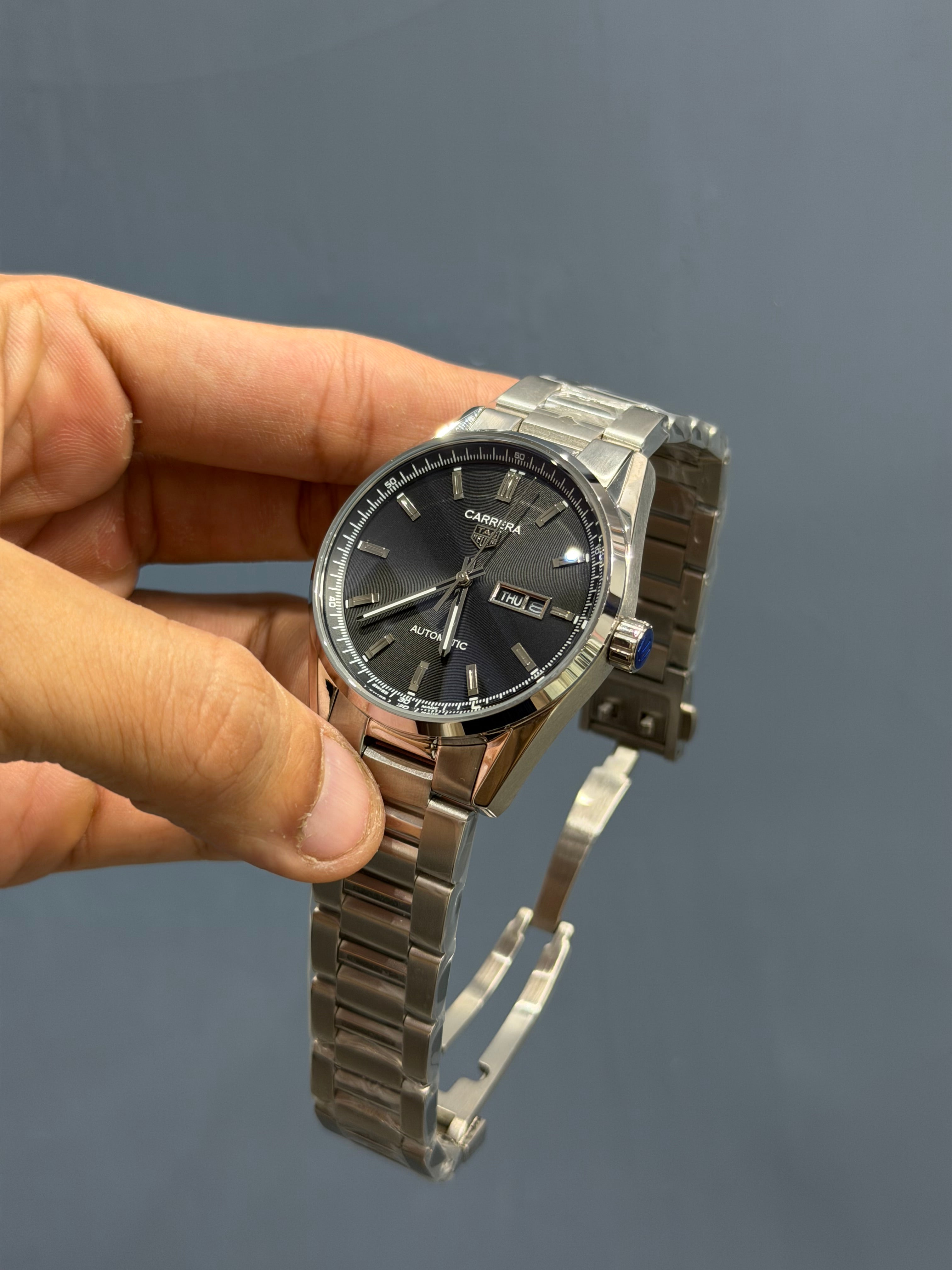 NEW COLLECTION SILVER CASE WITH BLACK DIAL AUTOMATIC WATCH FOR MEN