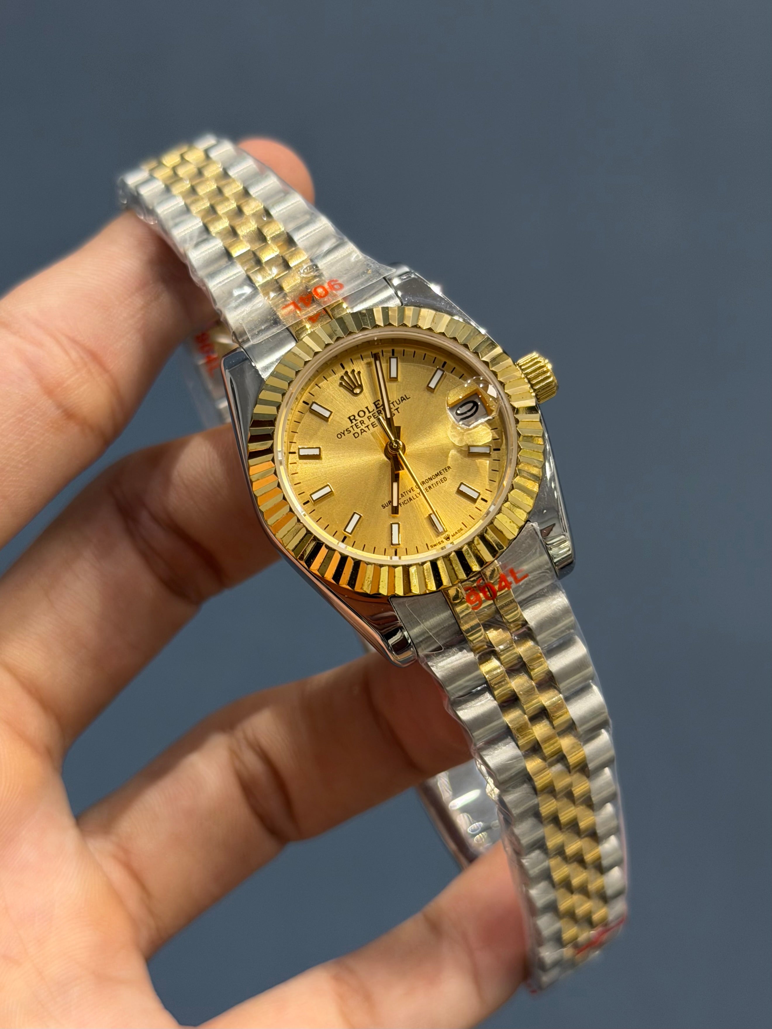 NEW COLLECTION 31 TWOTONE YELLOW GOLD WITH YELLOW DIAL SHORT FIGURE AUTOMATIC WATCH