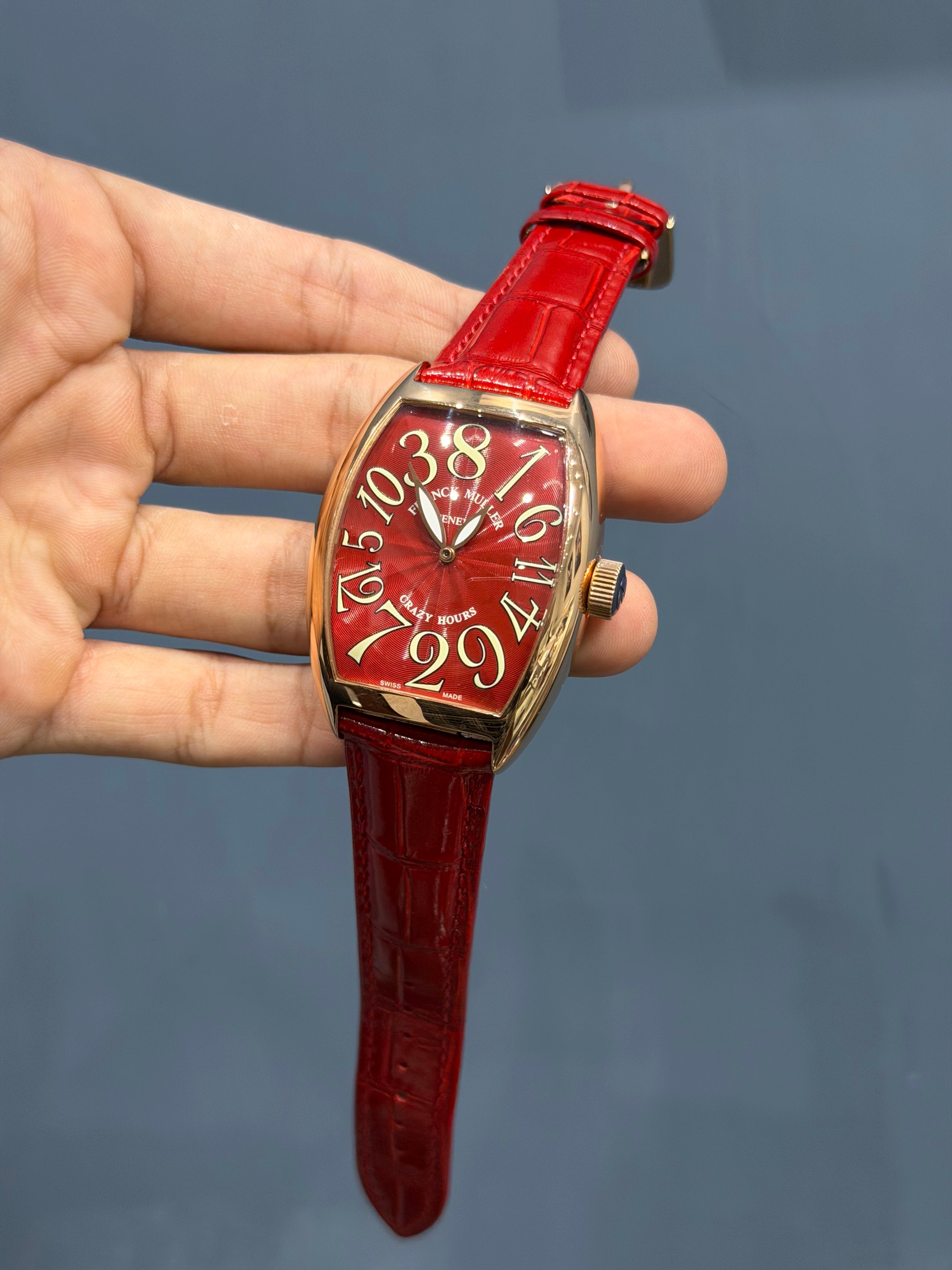 NEW COLLECTION ROSE CASE WITH RED DIAL AND RED LEATHER STRAP