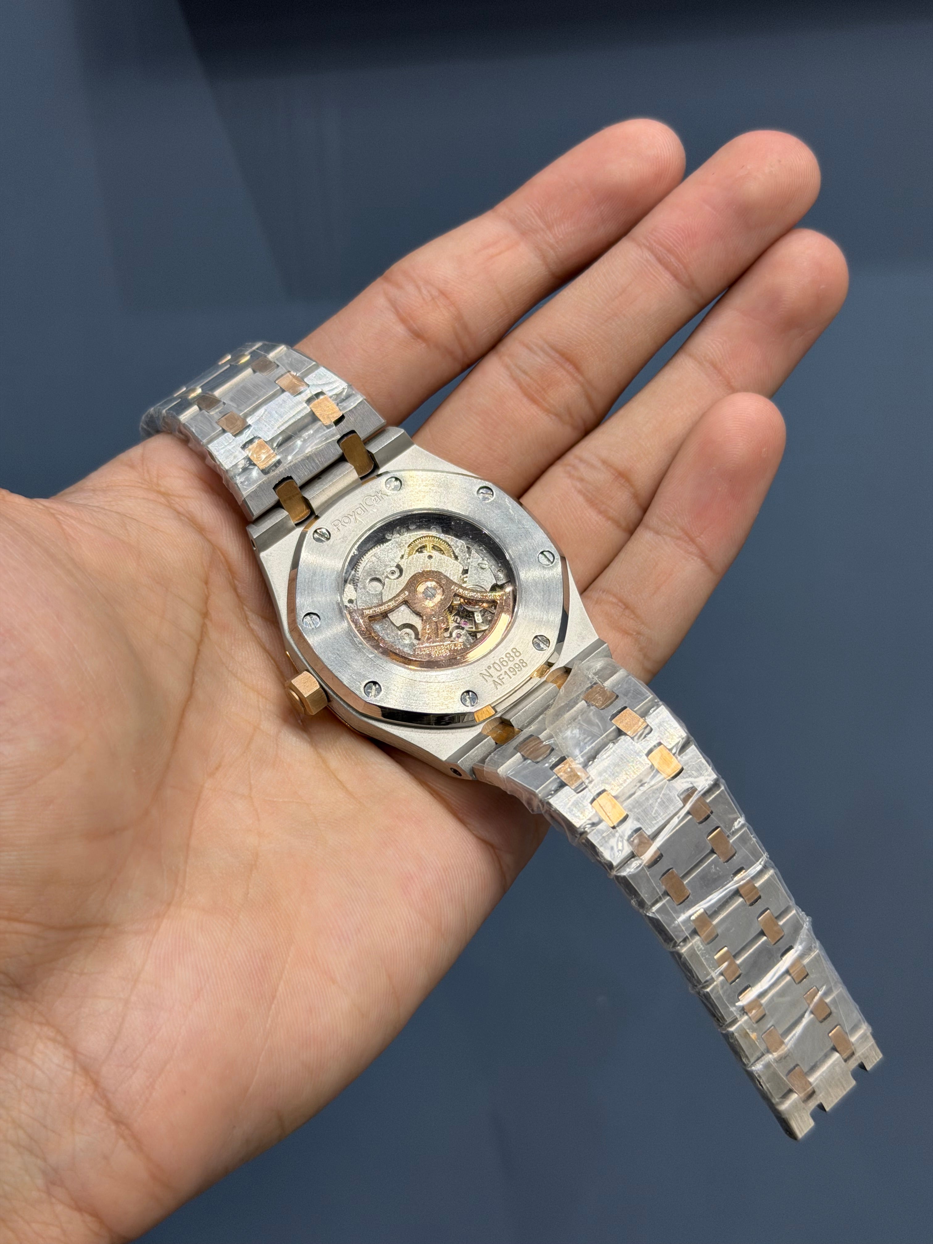 NEW COLLECTION ROSE TWOTONE WITH BLACK DIAL CHAIN WATCH FOR MEN