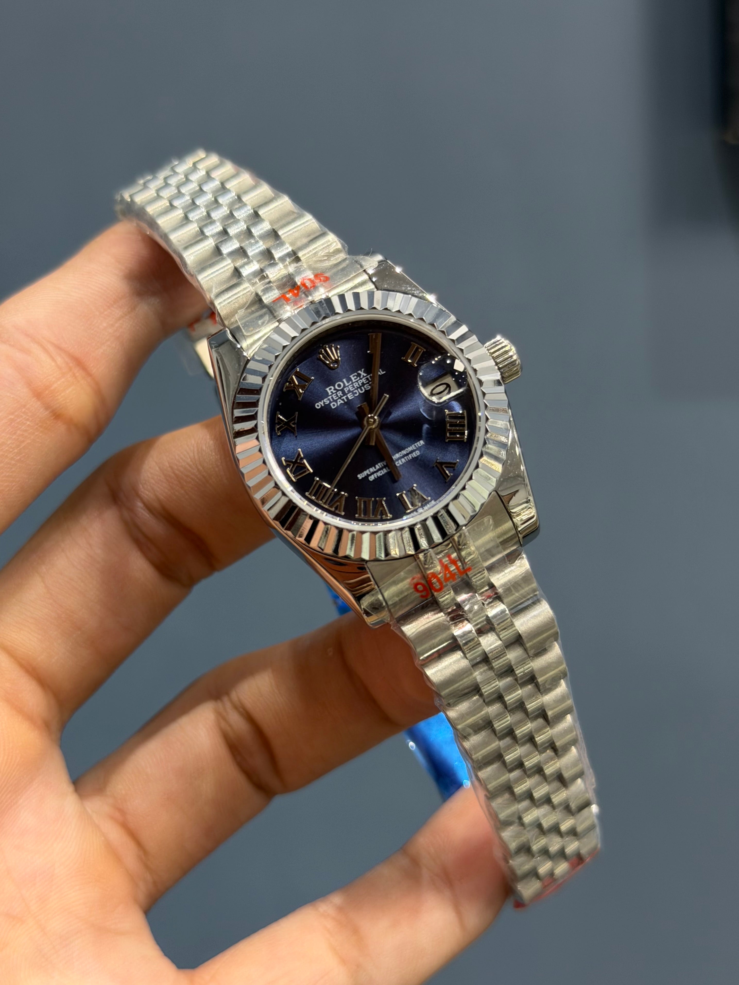 NEW COLLECTION 31 SILVER WITH BLUE DIAL FLUTTED BEZEL AUTOMATIC WATCH