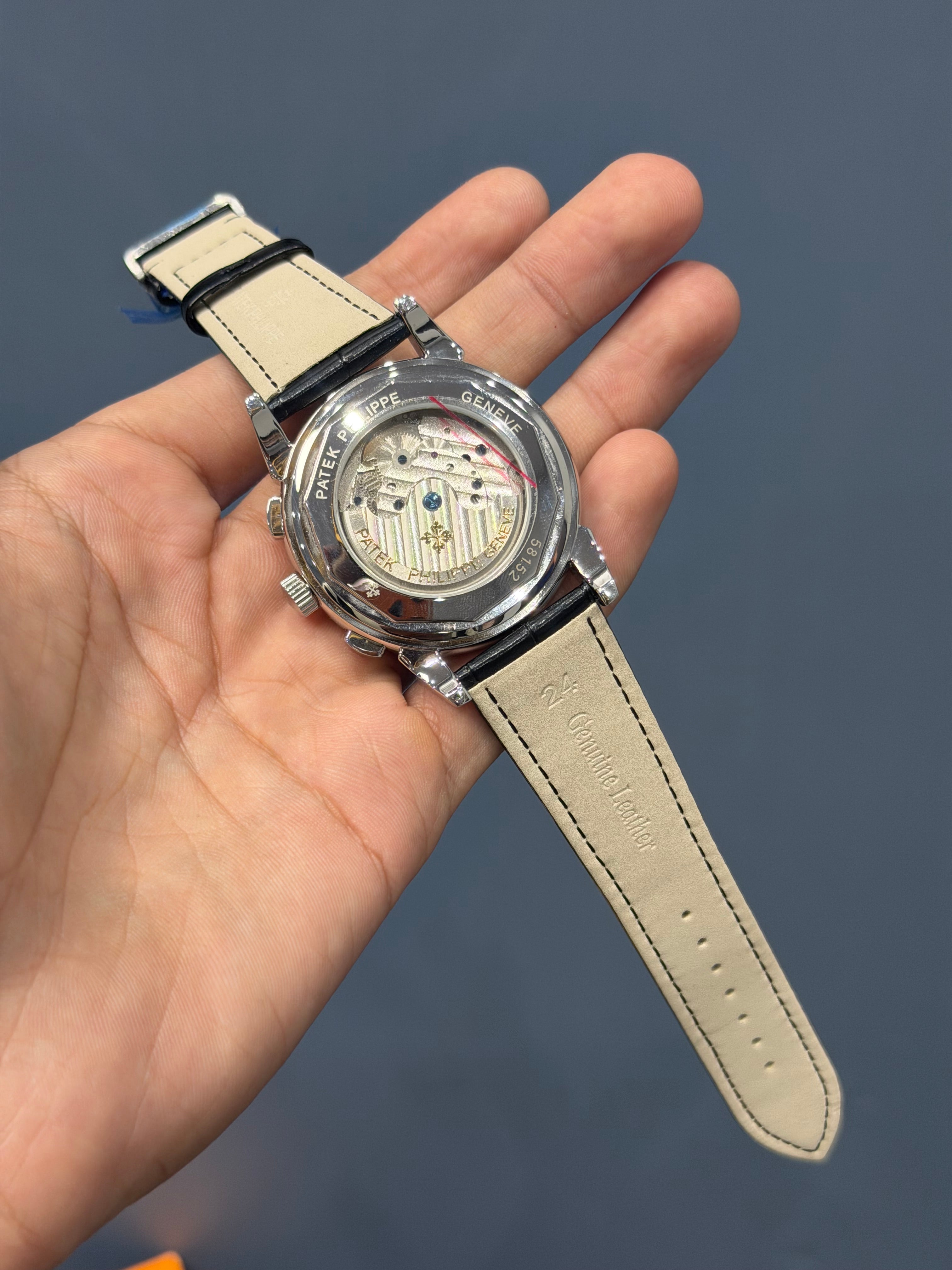 NEW COLLECTION CHRONOGRAPH SILVER CASE WITH INDEX WHITE DIAL & LEATHER STRAP