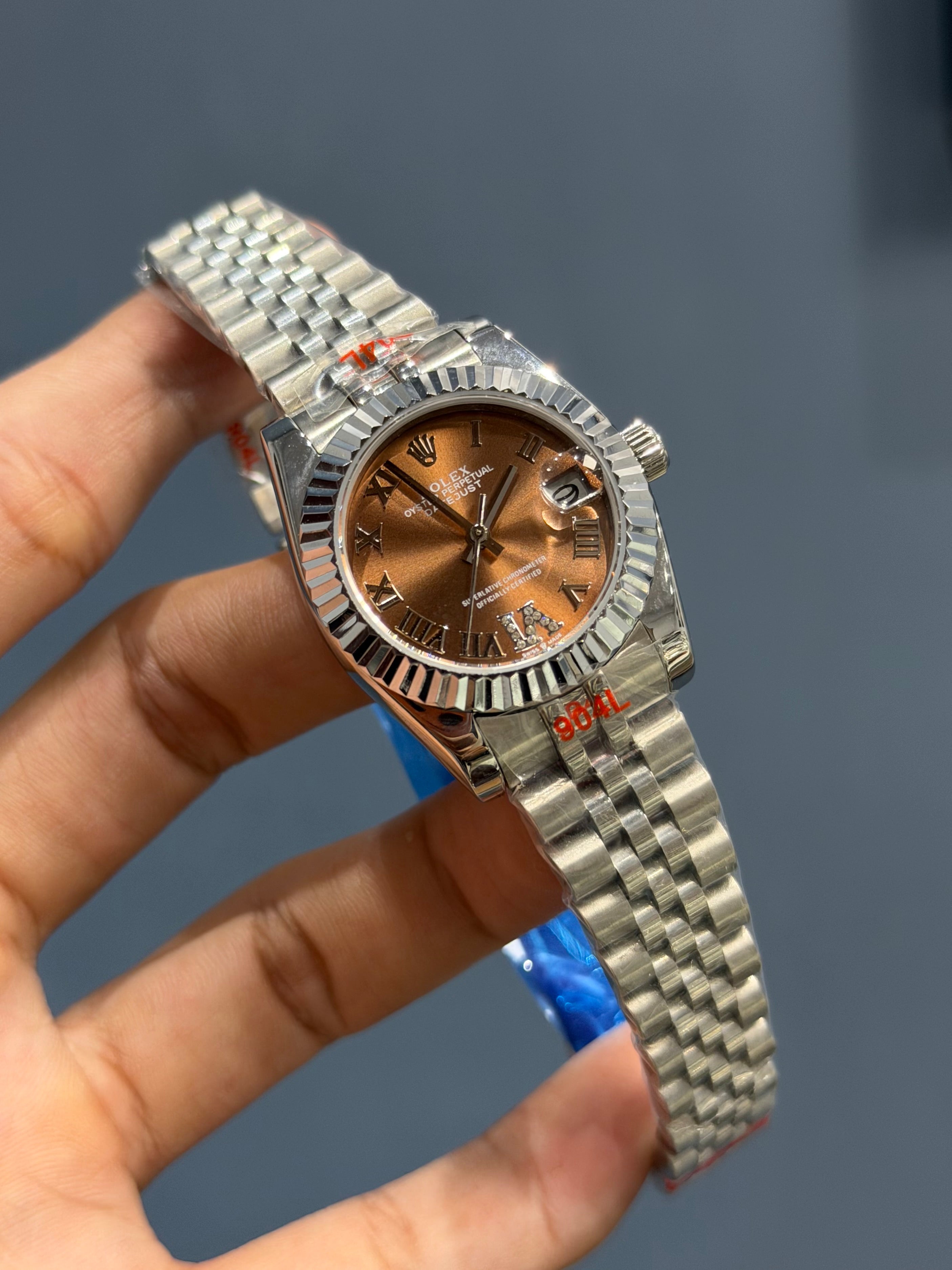 NEW COLLECTION 31 SILVER WITH BROWN DIAL FLUTTED BEZEL AUTOMATIC WATCH