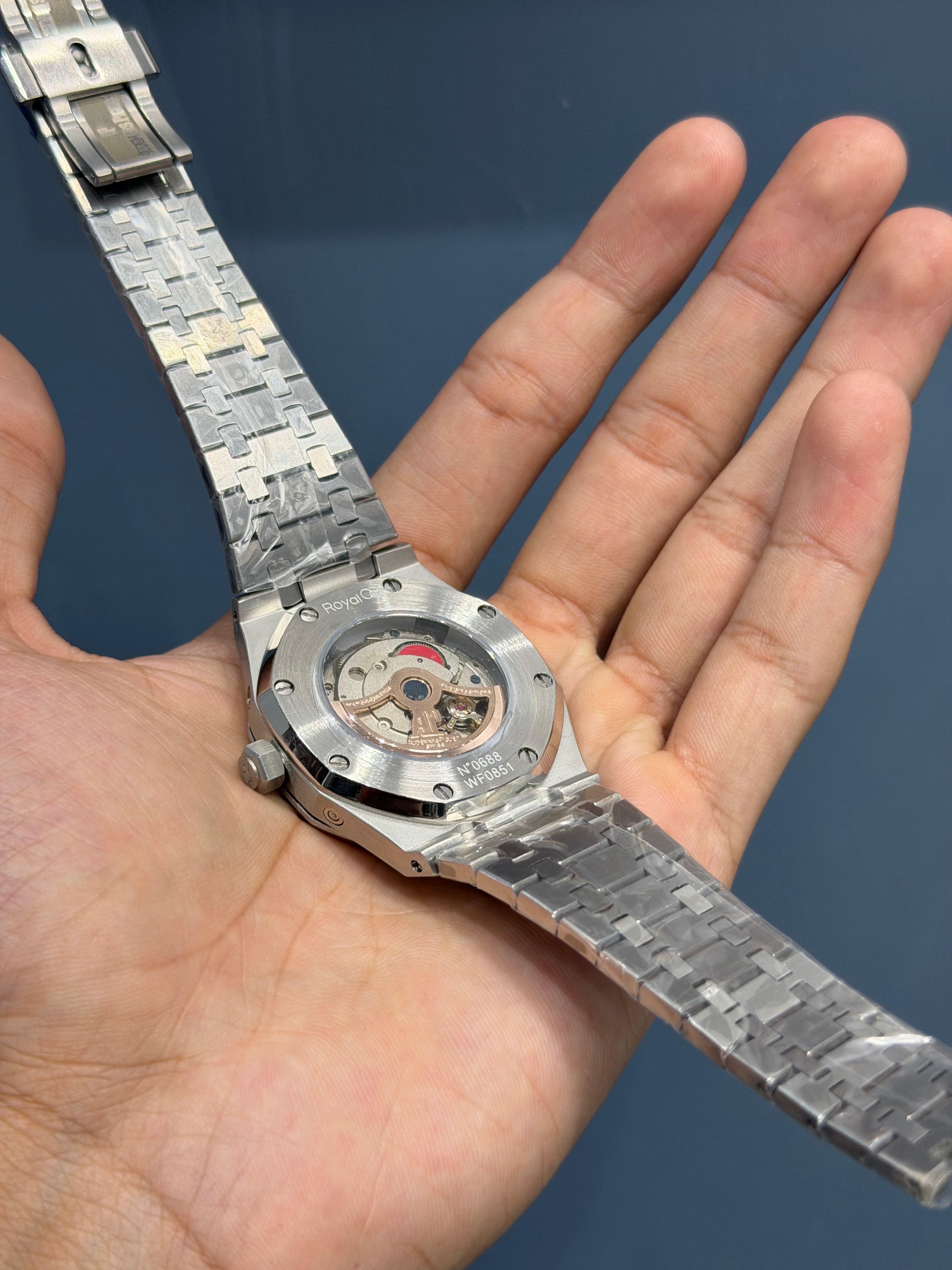 NEW COLLECTION PERPETUAL CALENDAR SILVER STAINLESS STEEL WITH BLACK DIAL CHAIN WATCH
