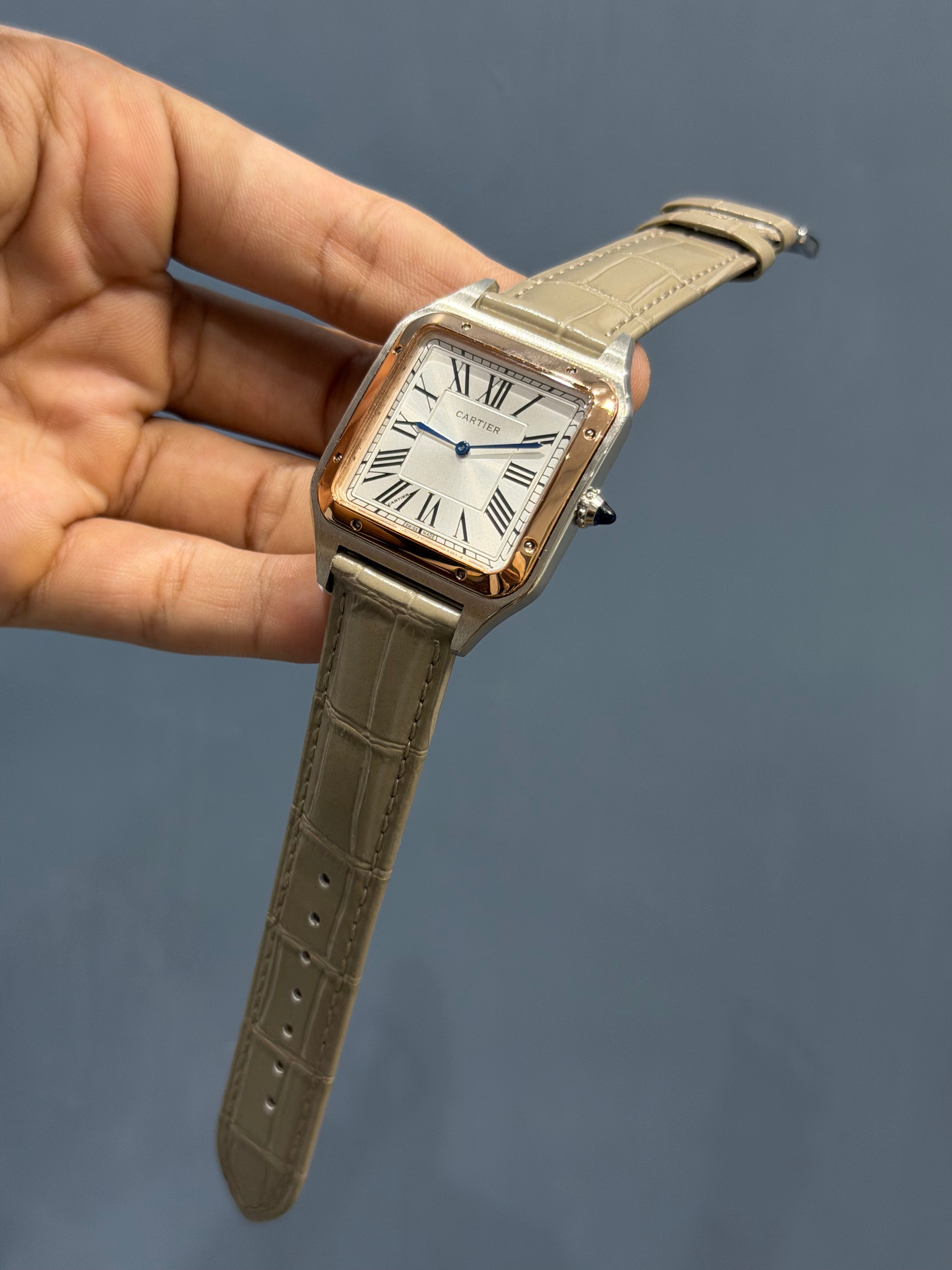 NEW COLLECTION ROSE TWOTONE CASE WITH WHITE DIAL & CREAM LEATHER STRAP