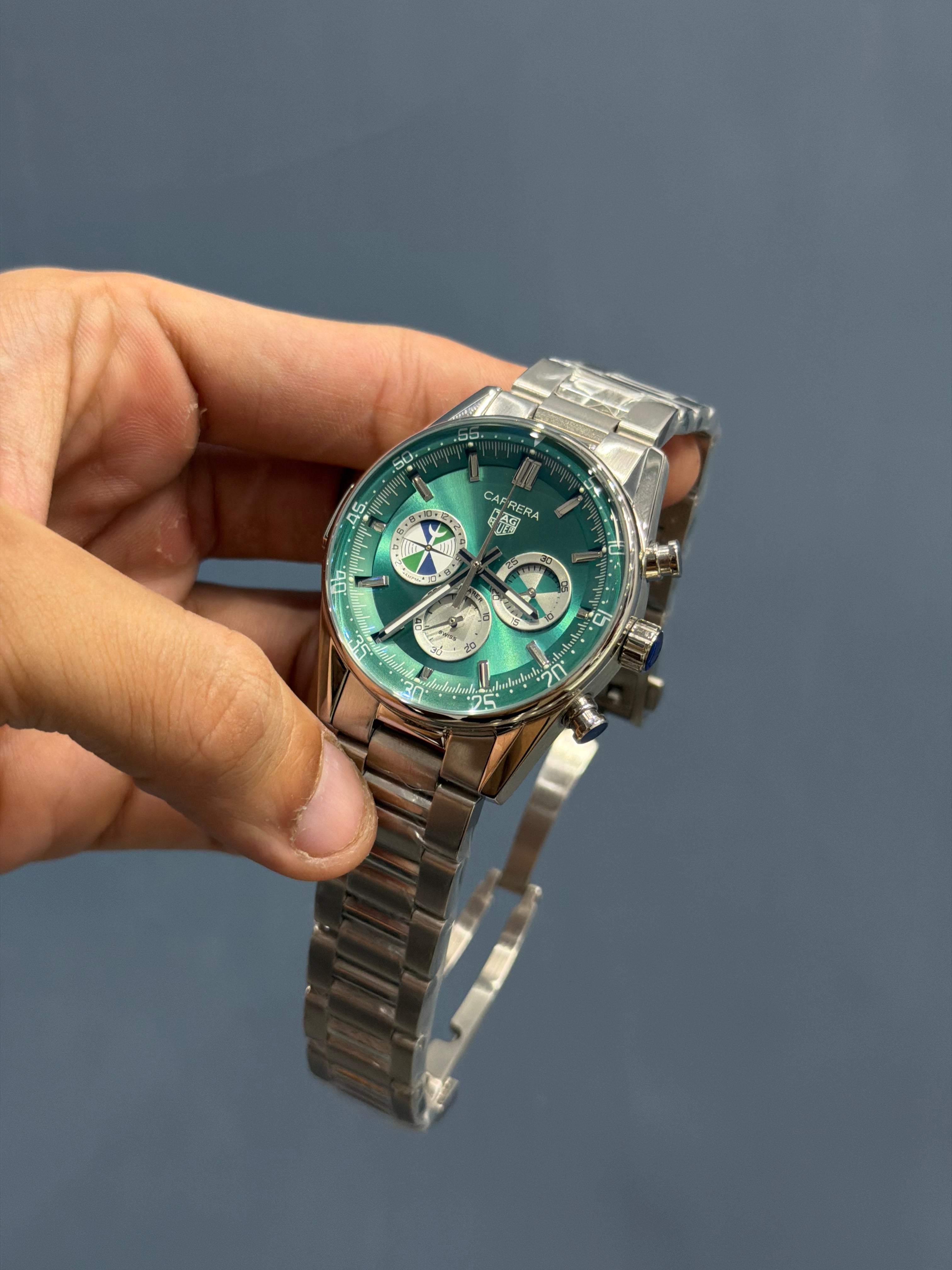 NEW COLLECTION CHRONOGRAPH SEAFARER X HODINKEE SILVER WITH MINT GREEN DIAL MENS WATCH