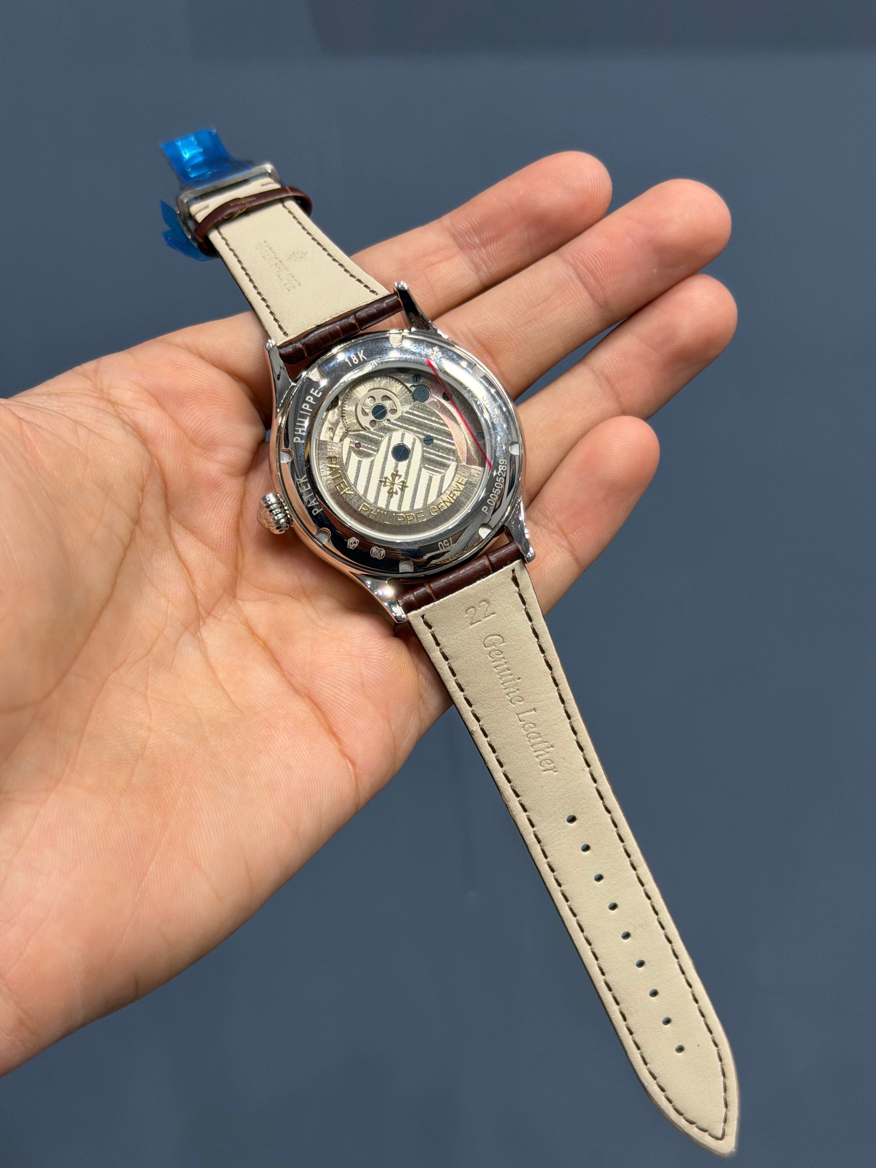 NEW COLLECTION TOURBILLON SILVER CASE WITH WHITE DIAL & BROWN LEATHER STRAP
