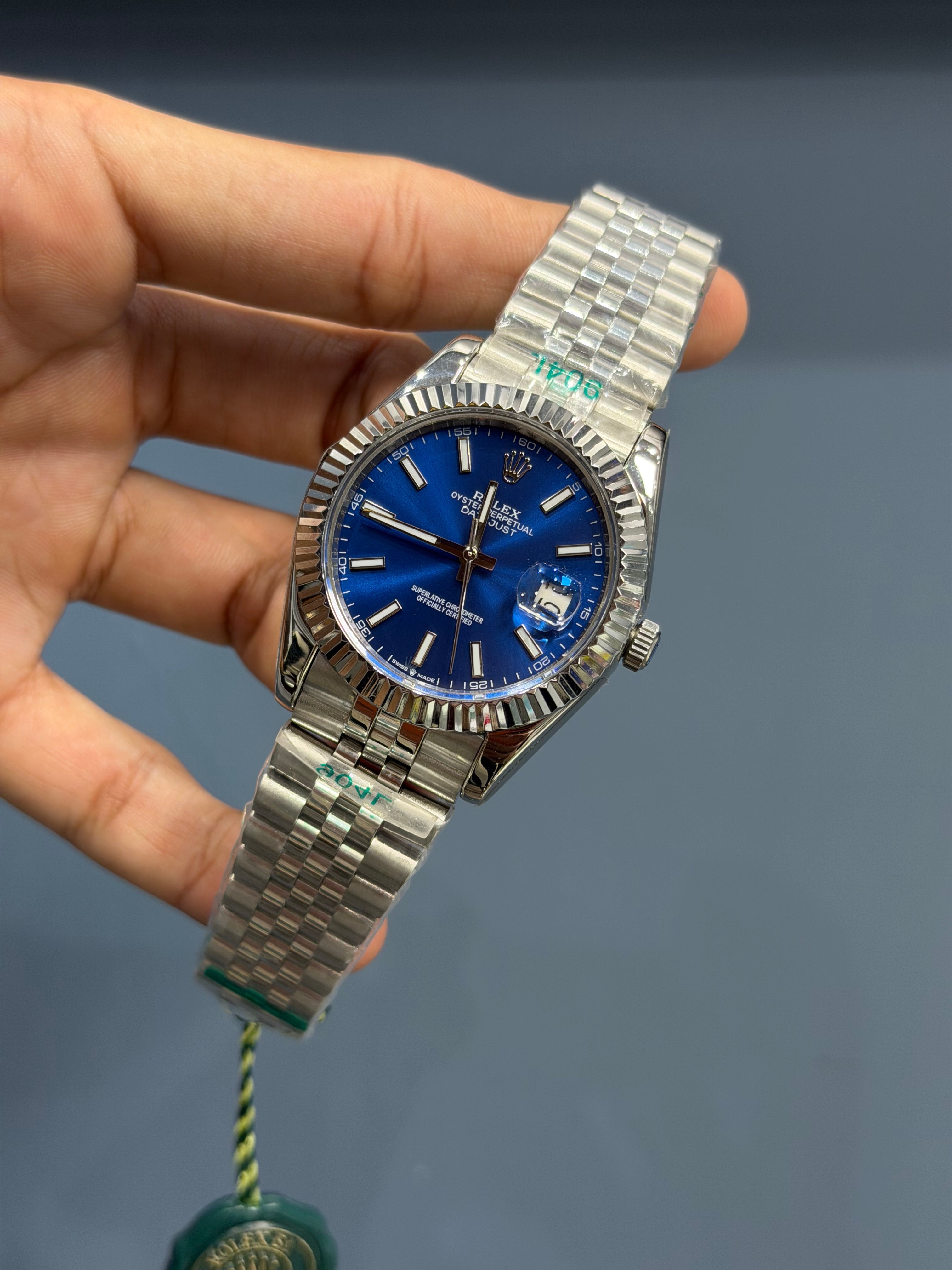 NEW COLLECTION 40 SILVER WITH BLUE DIAL AUTOMATIC WATCH YZ MADE