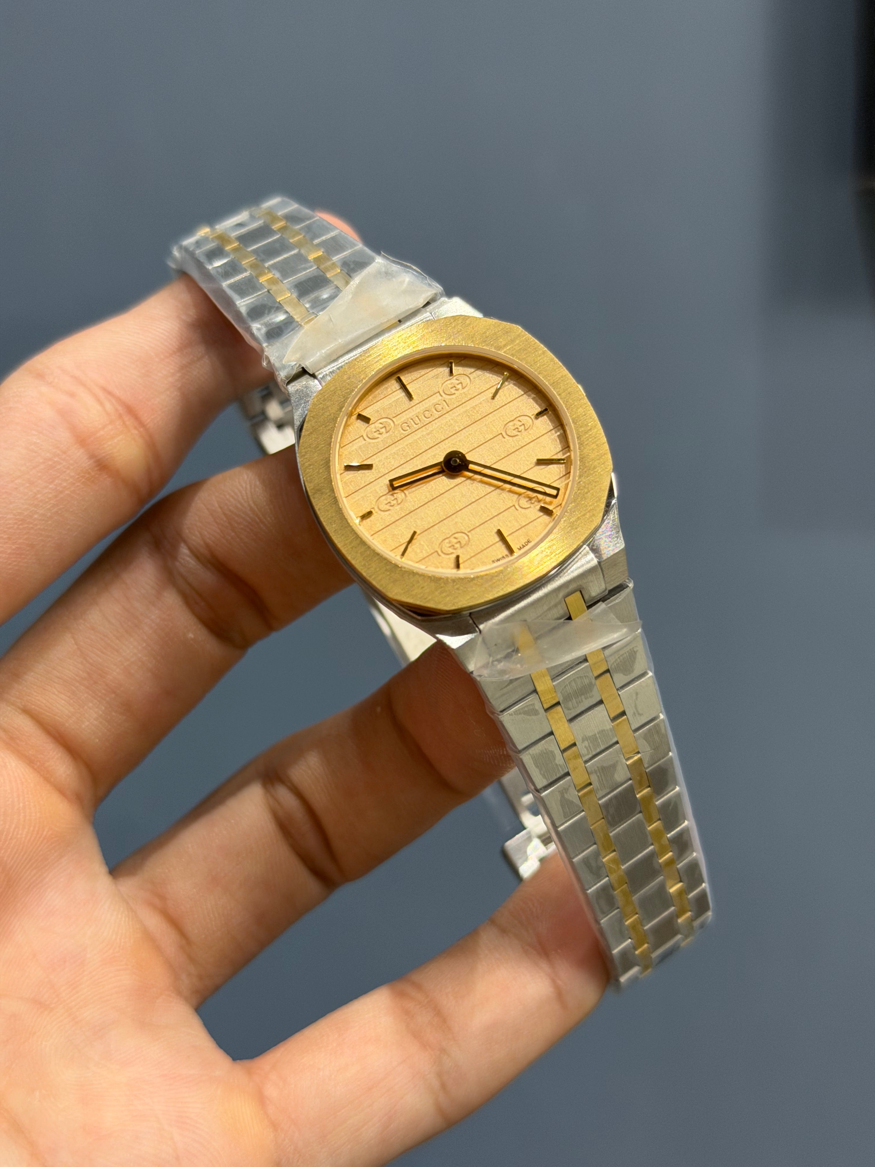 NEW COLLECTION TWOTONE GOLD WITH YELLOW DIAL LADIES WATCH