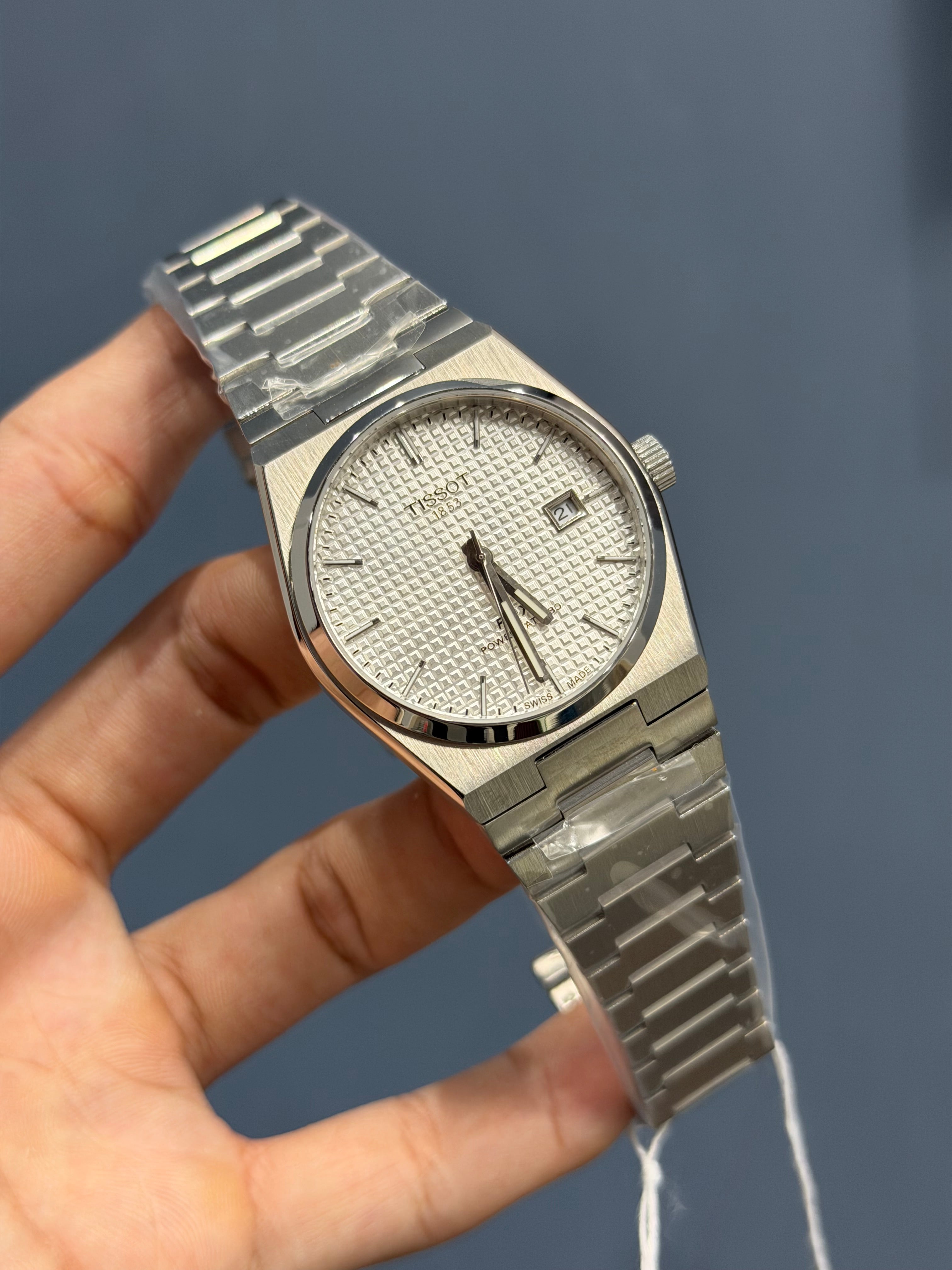 NEW COLLECTION SILVER WITH WHITE TEXTURED DIAL STAINLESS STEEL AUTOMATIC WATCH