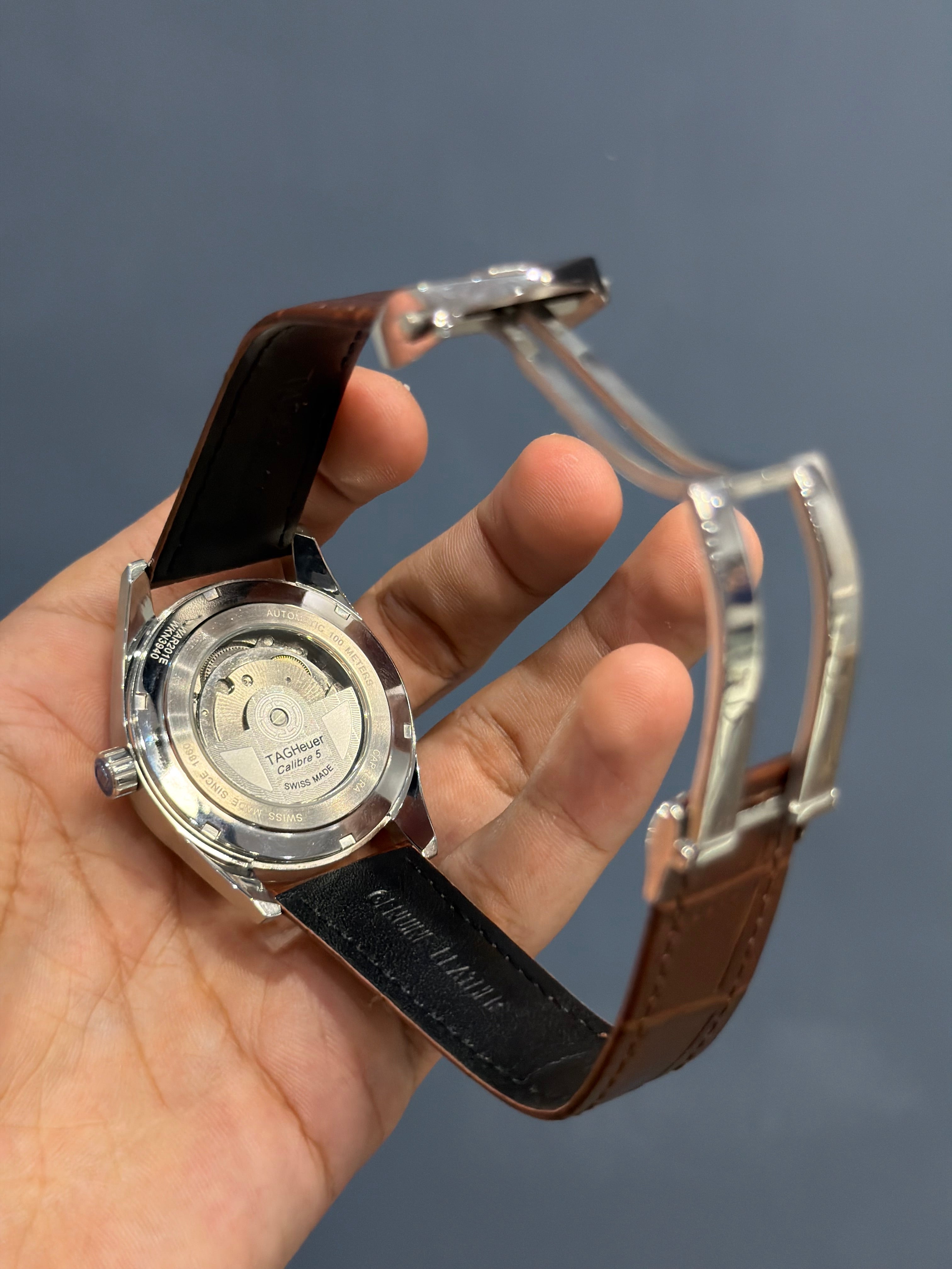NEW COLLECTION SILVER CASE WITH DIAL LEATHER STRAP AUTOMATIC WATCH FOR MEN
