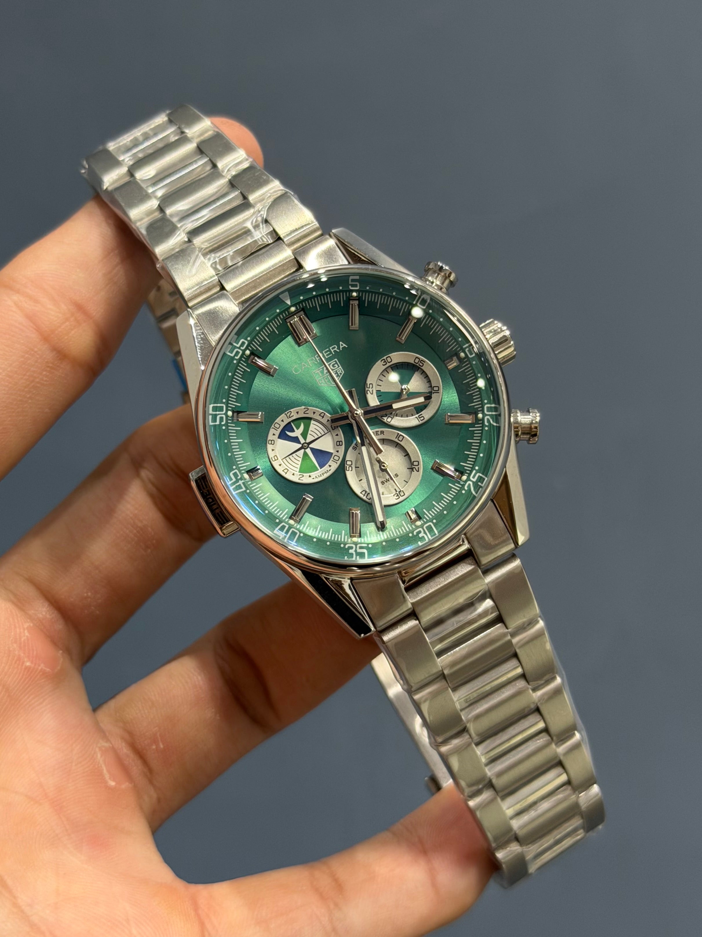 NEW COLLECTION CHRONOGRAPH SEAFARER X HODINKEE SILVER WITH MINT GREEN DIAL MENS WATCH