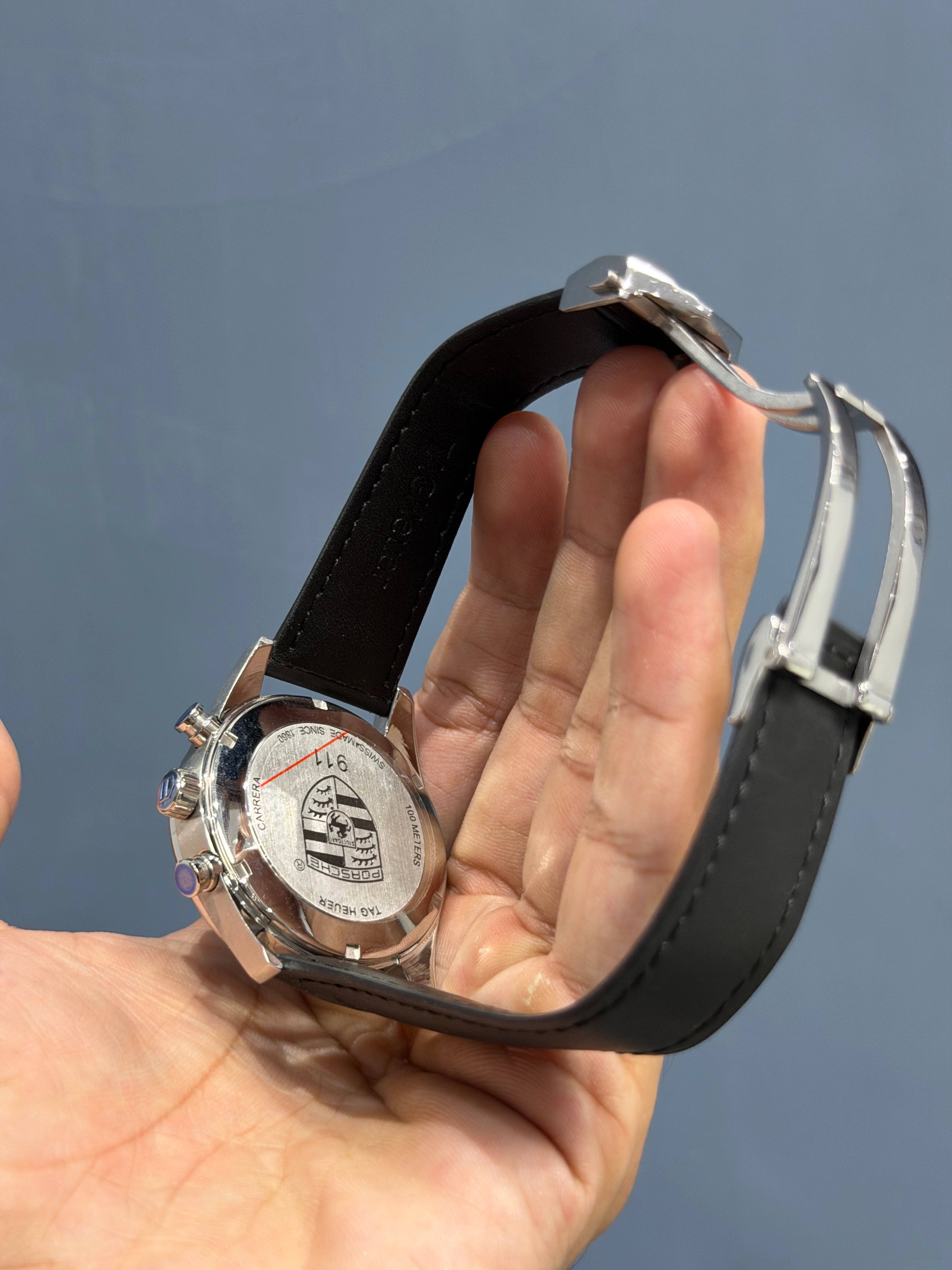 NEW COLLECTION CHRONOGRAPH SILVER WITH WHITE DIAL BLACK LEATHER STRAP
