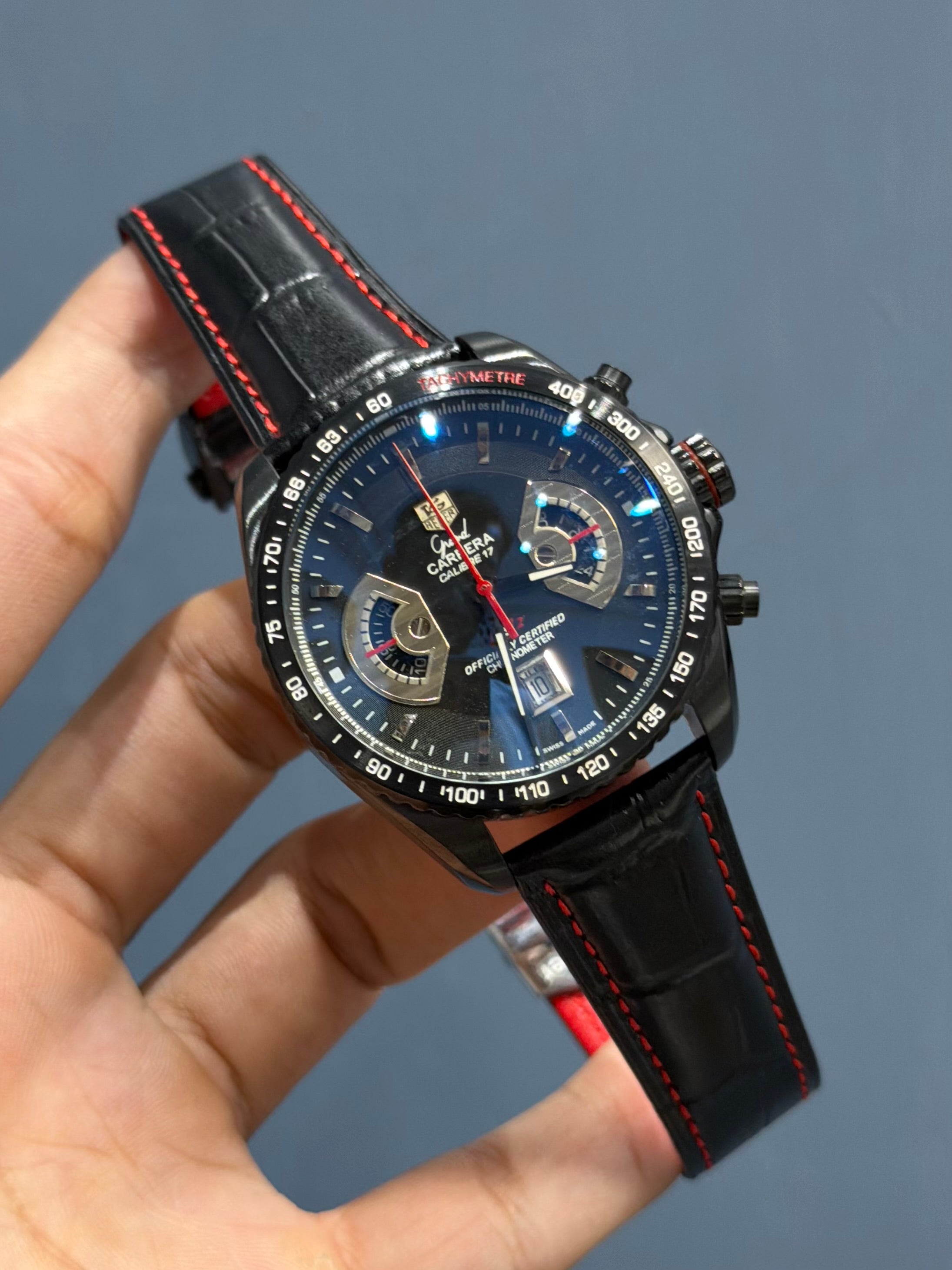 NEW COLLECTION CHRONOGRAPH CALIBRE 17 BLACK WITH BLACK DIAL MENS WATCH