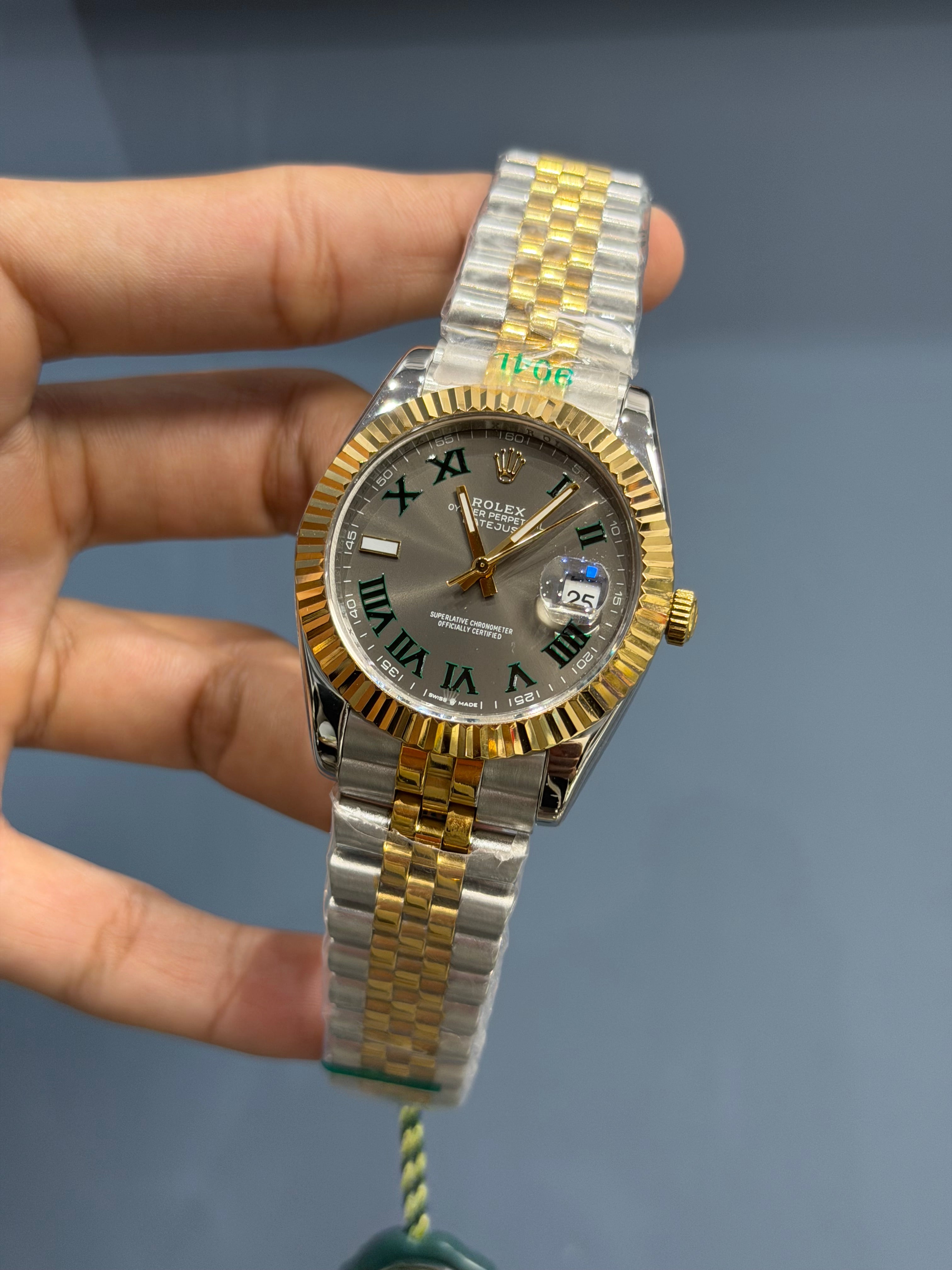 NEW COLLECTION 40 YELLOW GOLD TWOTONE WITH WIMBELDON DIAL & FLUTED BEZEL YZ FACTORY