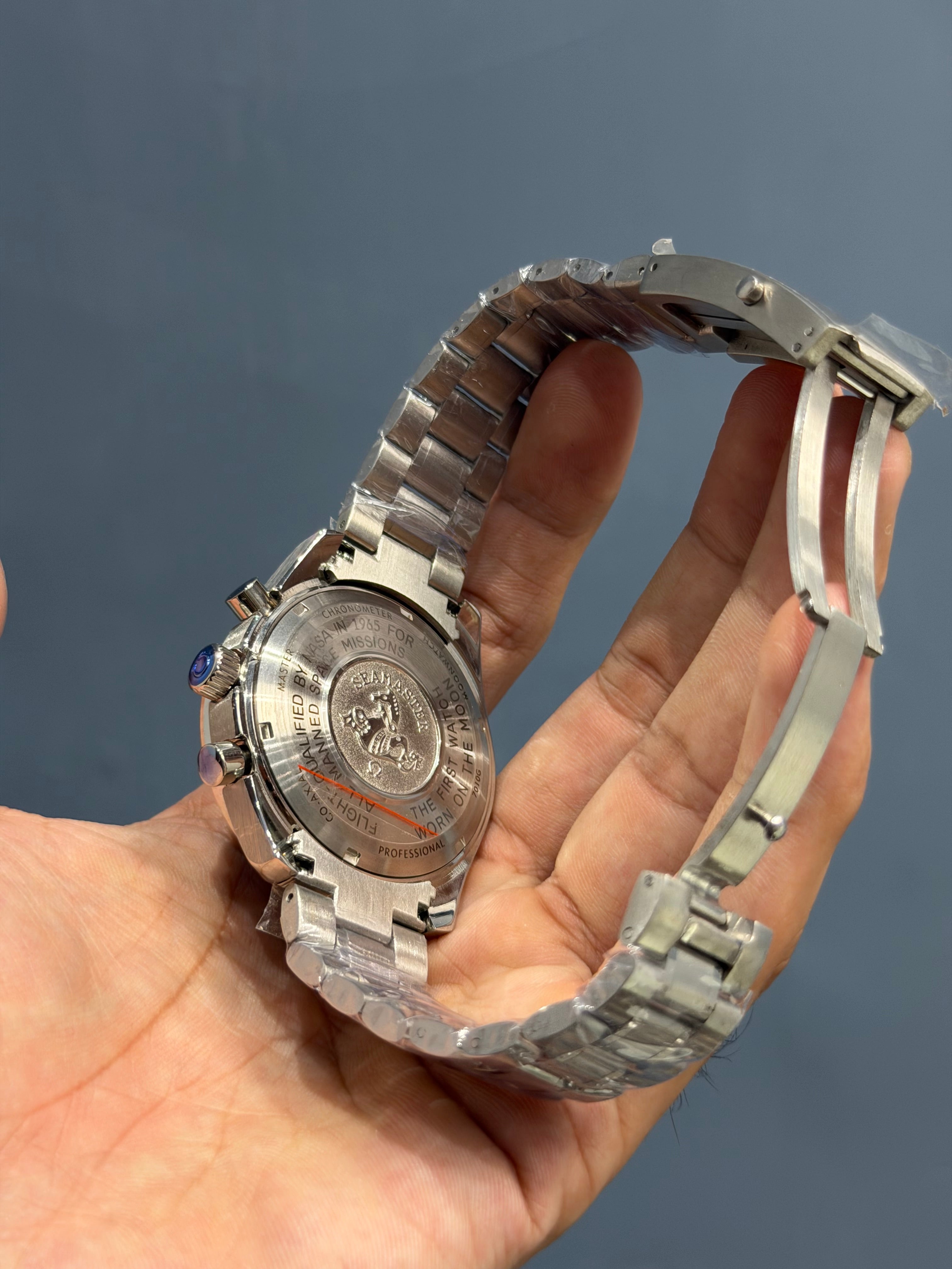 NEW COLLECTION CHRONOGRAPH SILVER WITH BLACK DIAL CHAIN WATCH