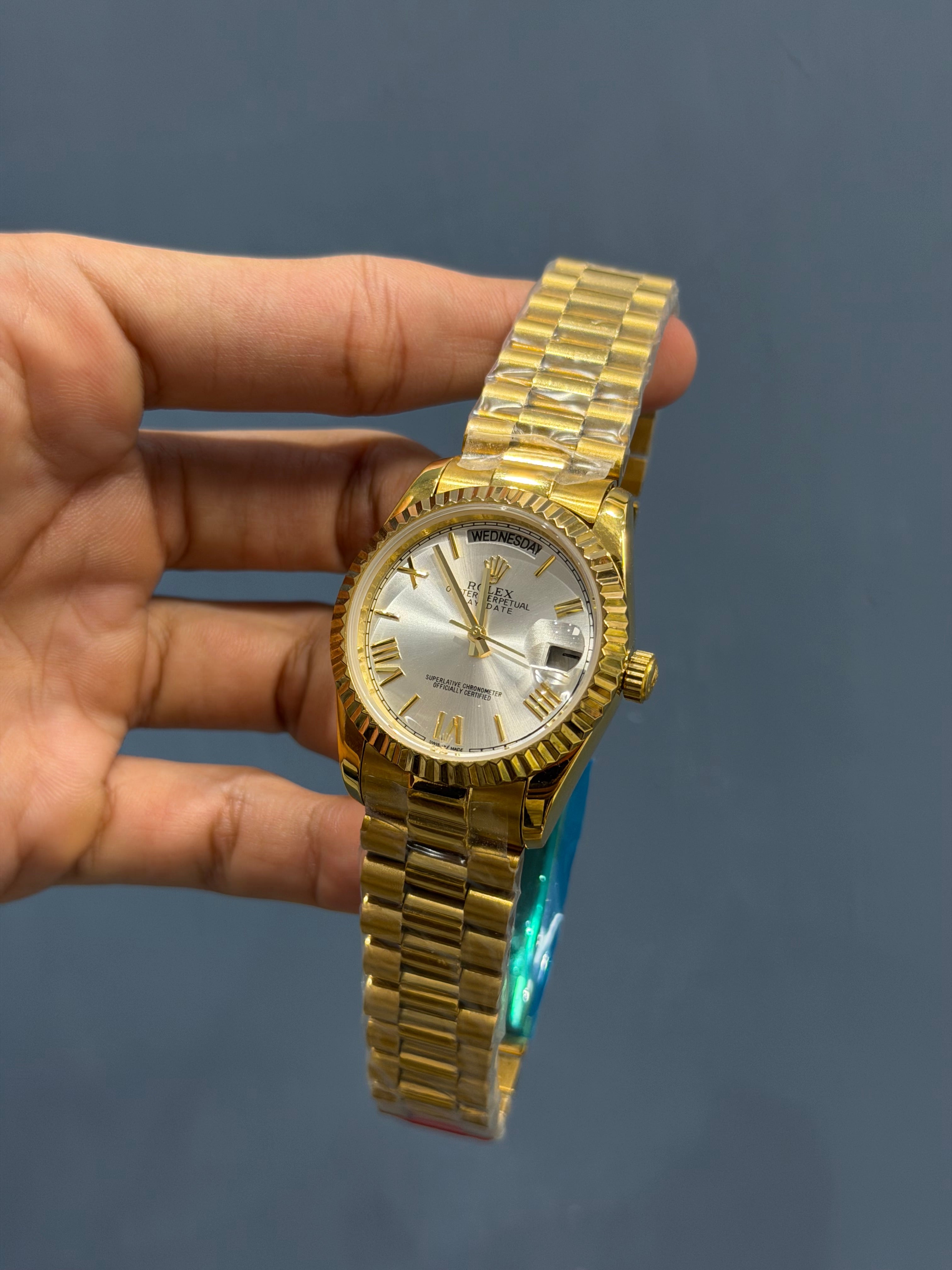 NEW COLLECTION 36 GOLD WITH WHITE DIAL FLUTED BEZEL AUTOMATIC WATCH YZ FACTORY