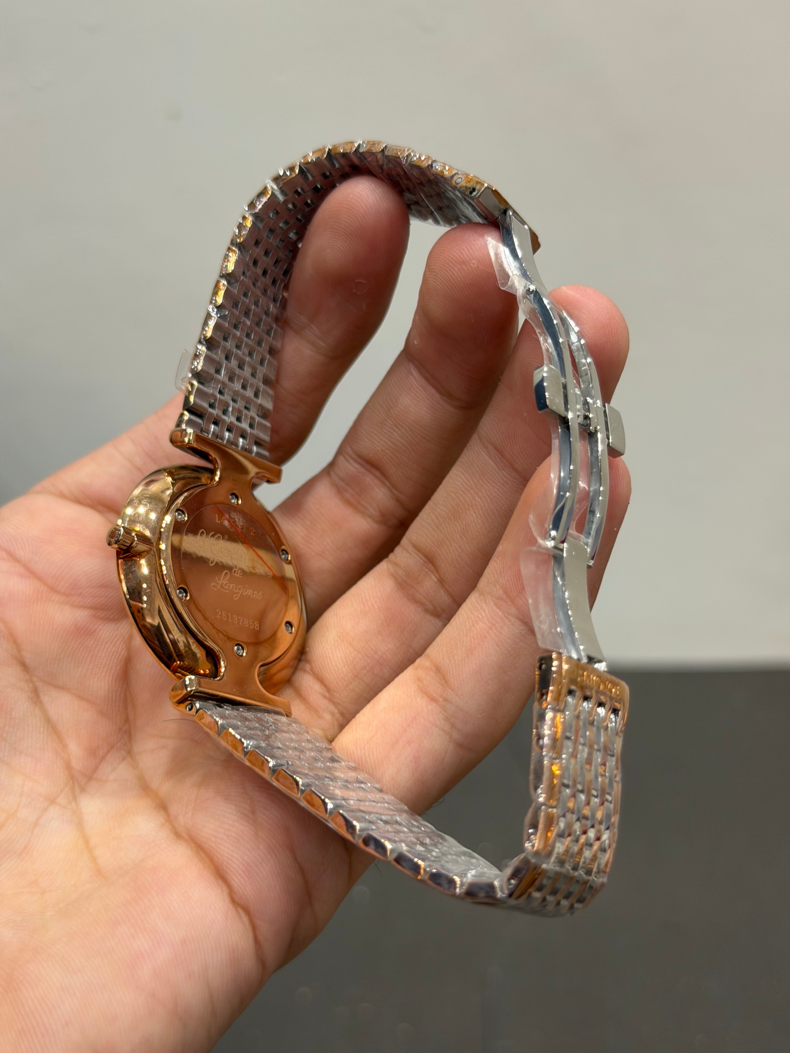 NEW COLLECTION TWO TONE ROSE GOLD WITH WHITE DIAMOND DIAL CHAIN WATCH