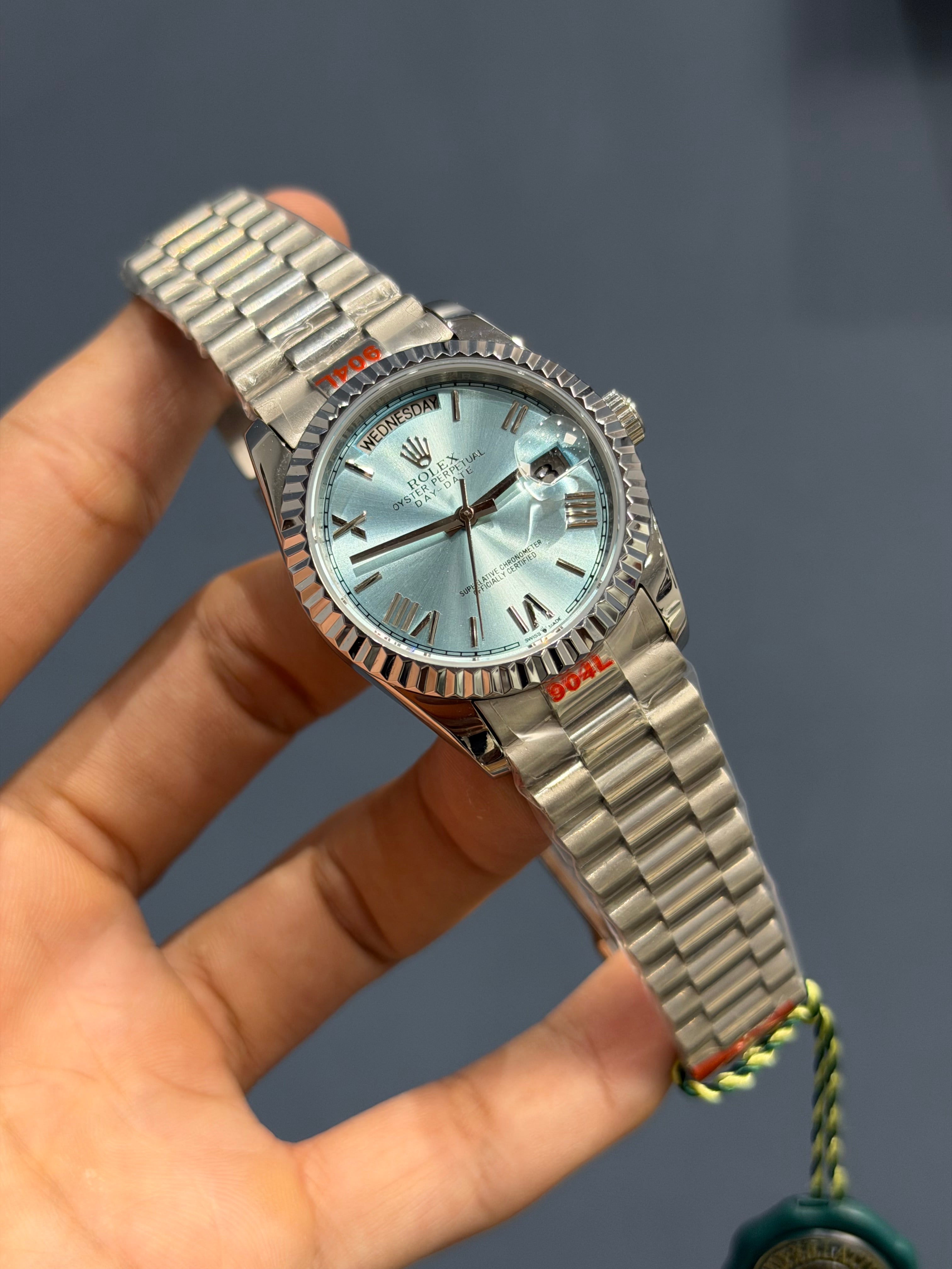 NEW COLLECTION 36 SILVER WITH SKY BLUE DIAL FLUTED BEZEL  AUTOMATIC WATCH YZ FACTORY