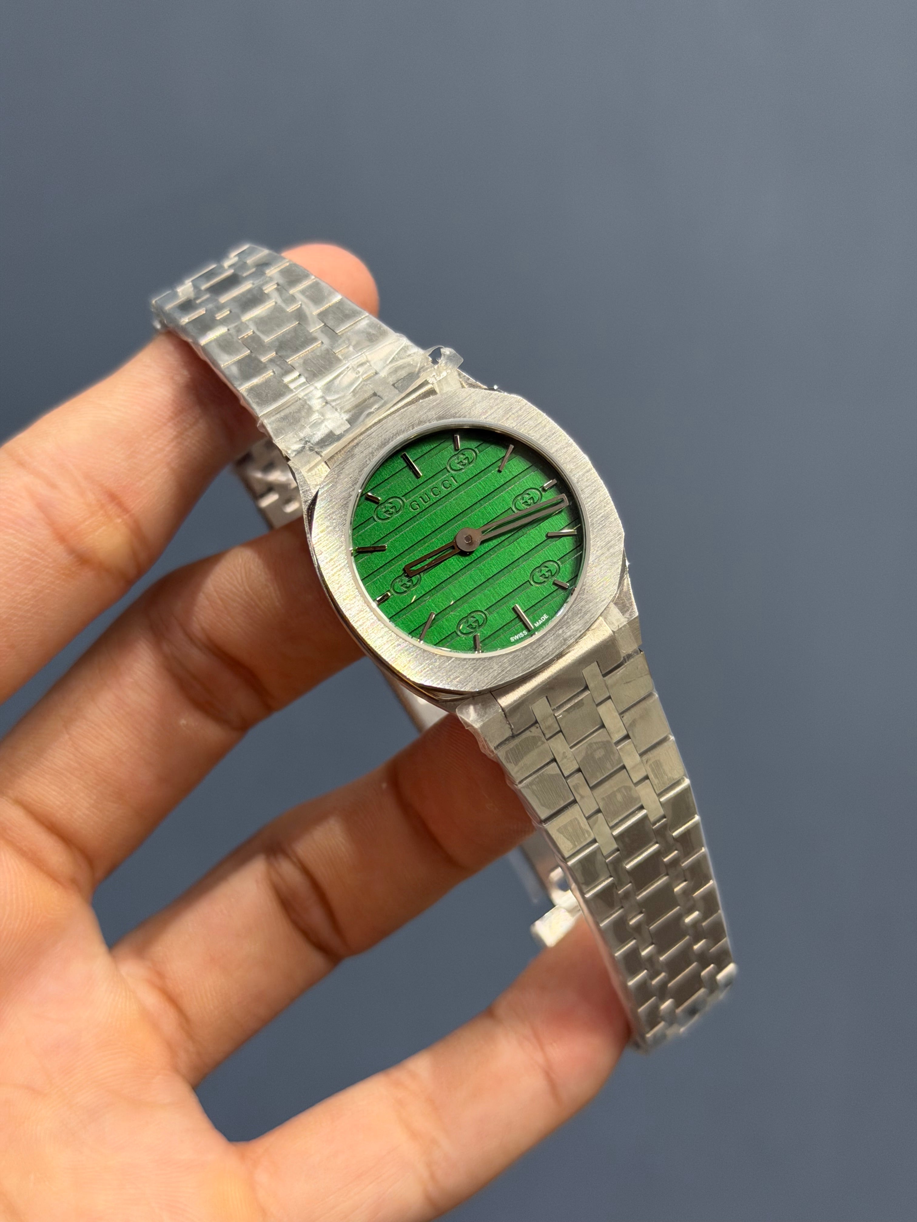 NEW COLLECTION ALL SILVER WITH GREEN DIAL LADIES WATCH