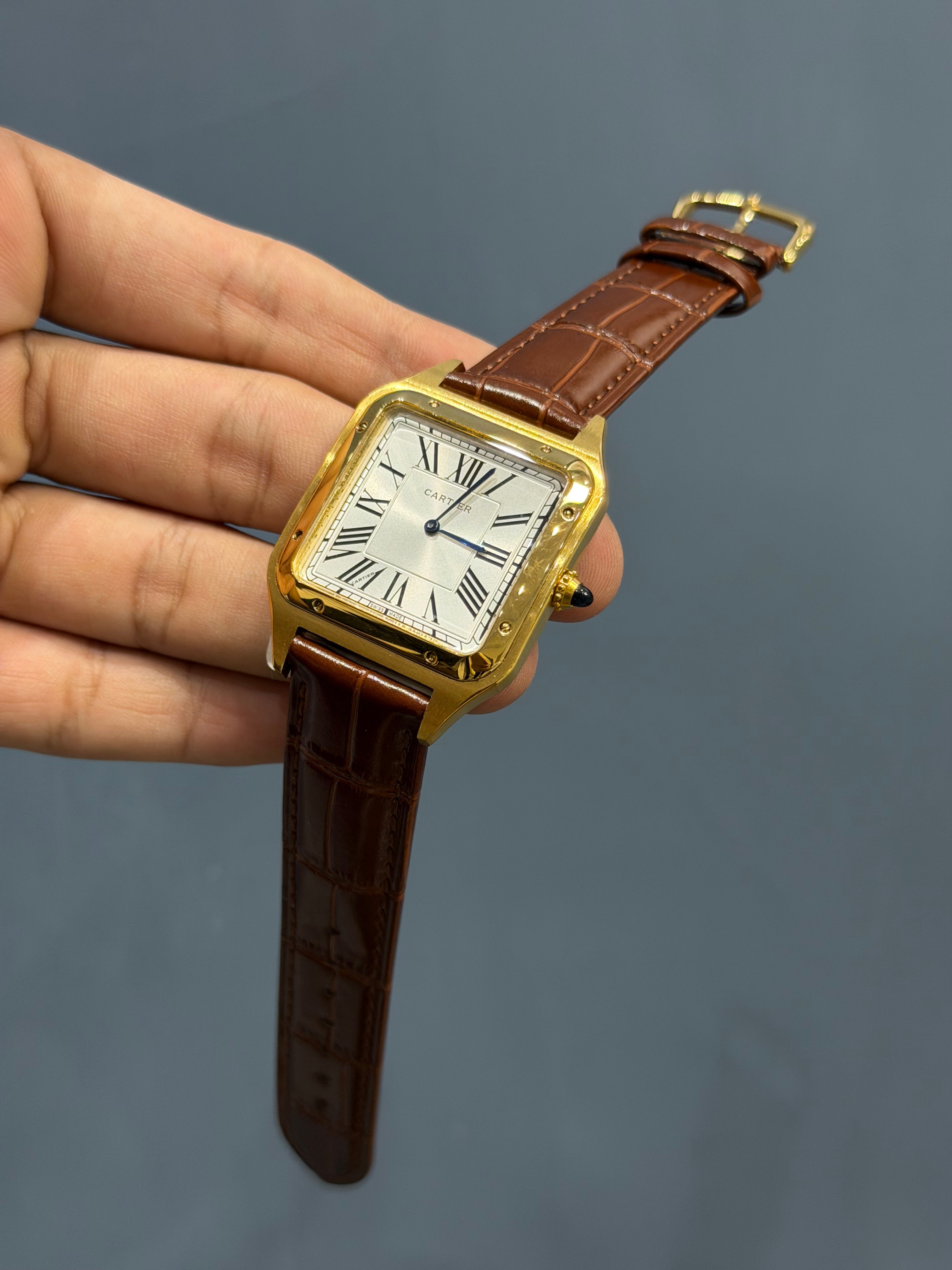 NEW COLLECTION GOLDEN CASE WITH WHITE DIAL & BROWN LEATHER STRAP