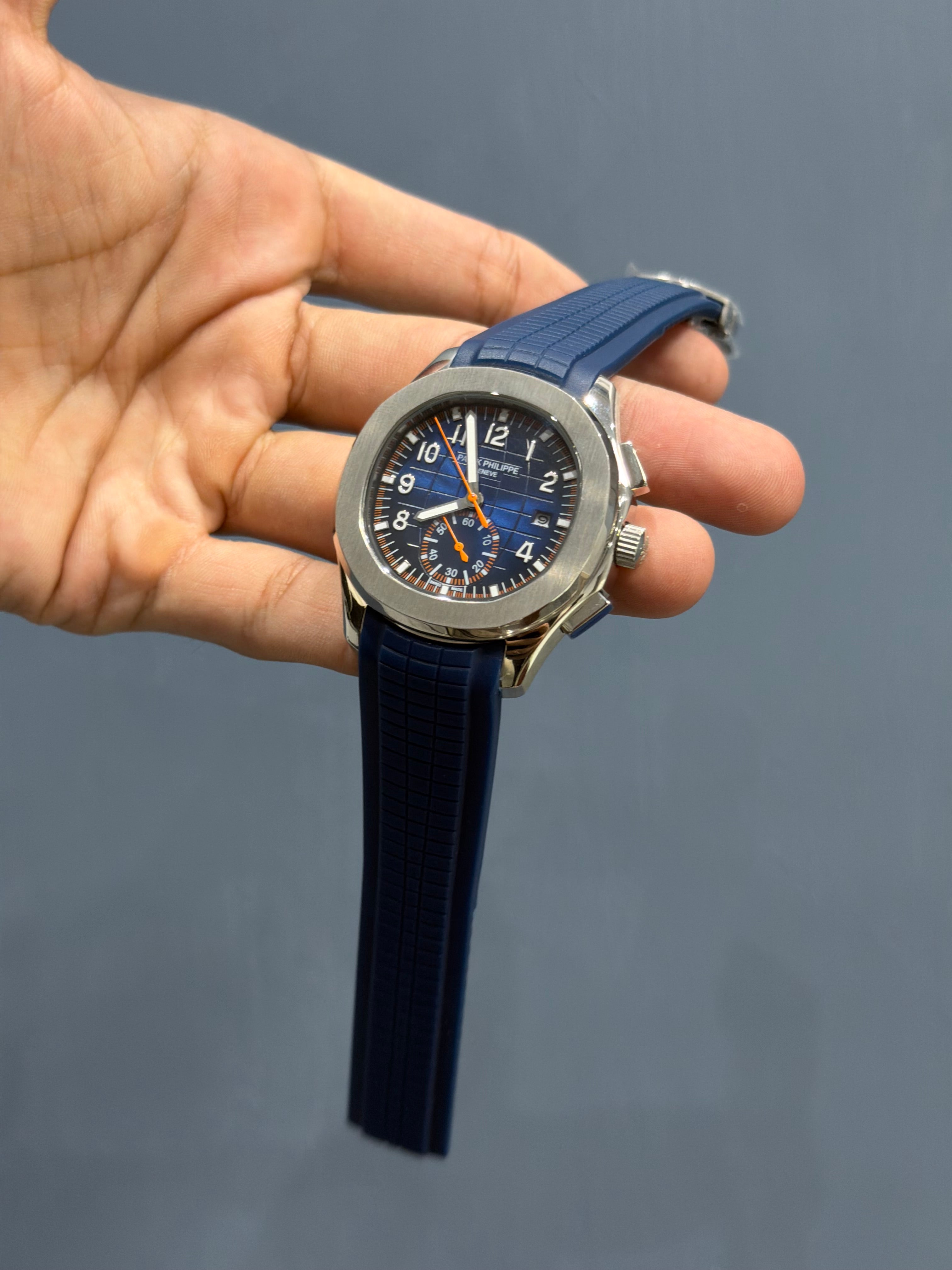 NEW COLLECTION SİLVER CASE WITH BLUE DIAL AND STRAP AUTOMATIC WATCH