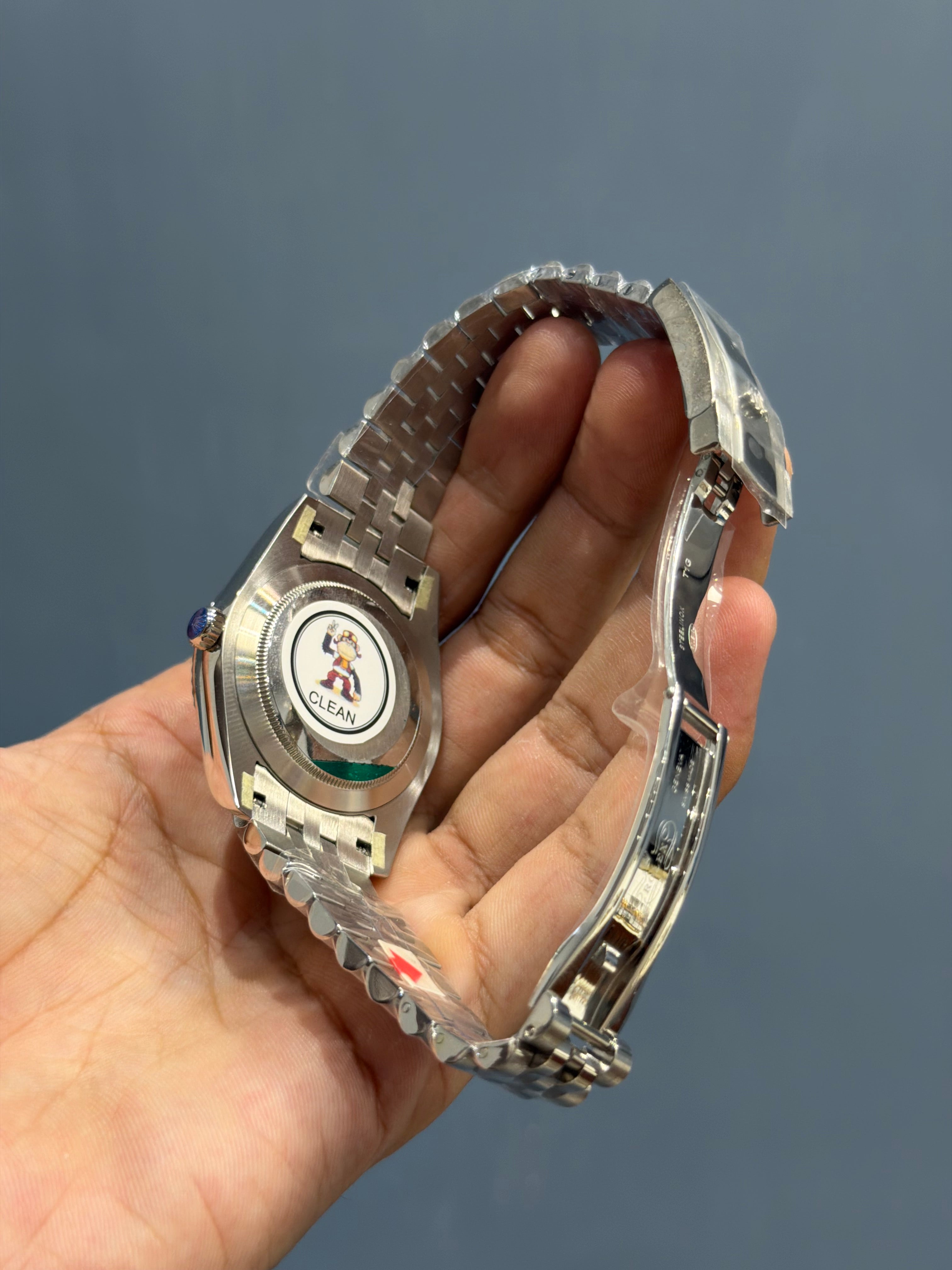 NEW COLLECTION 41 SILVER WITH BLUE DIAL & FLUTED BEZEL AUTOMATIC WATCH OZ FACTORY