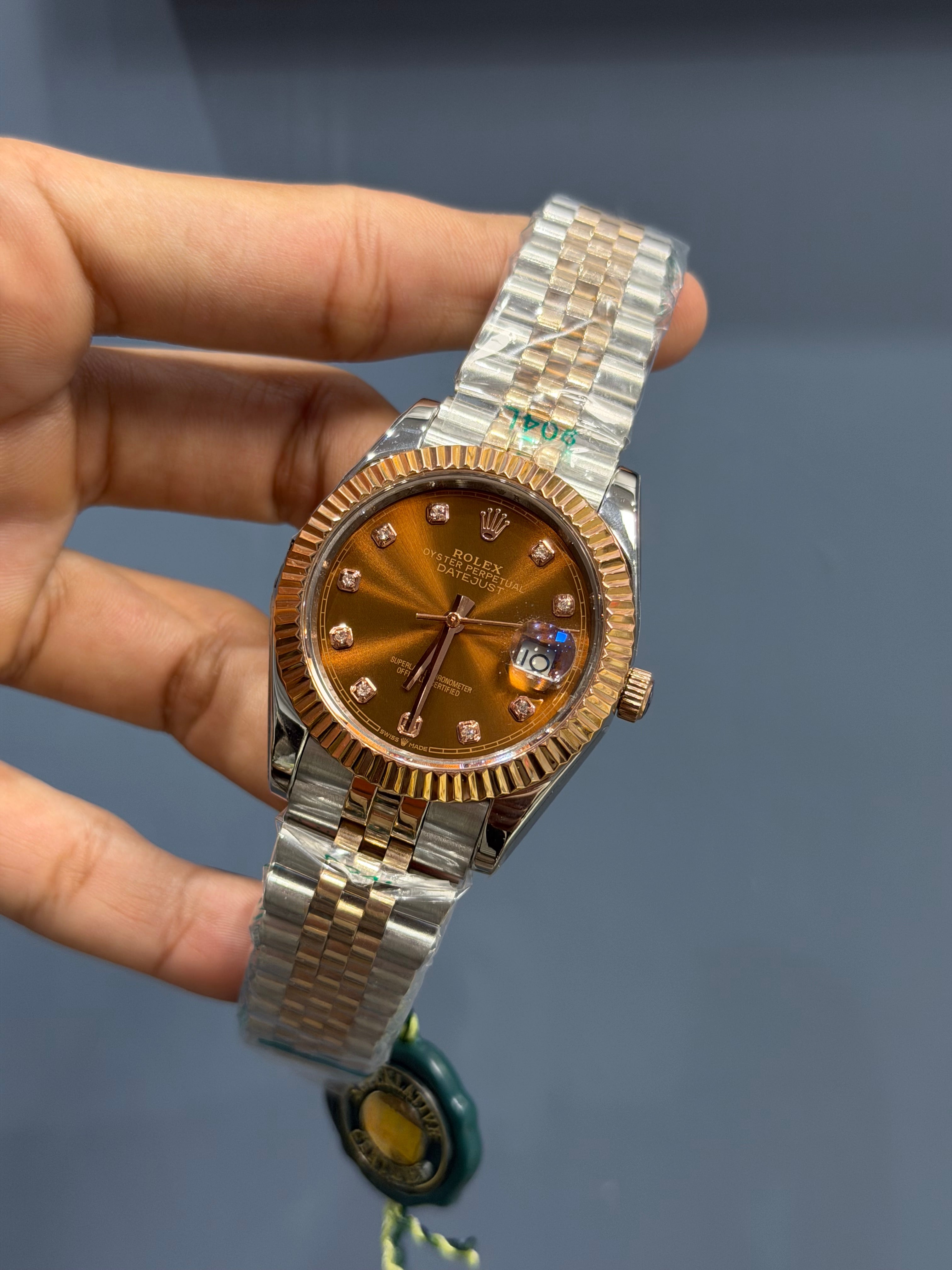 NEW COLLECTION 40 ROSE TWOTONE WITH CHOCO DIAL & FLUTED BEZEL YZ FACTORY