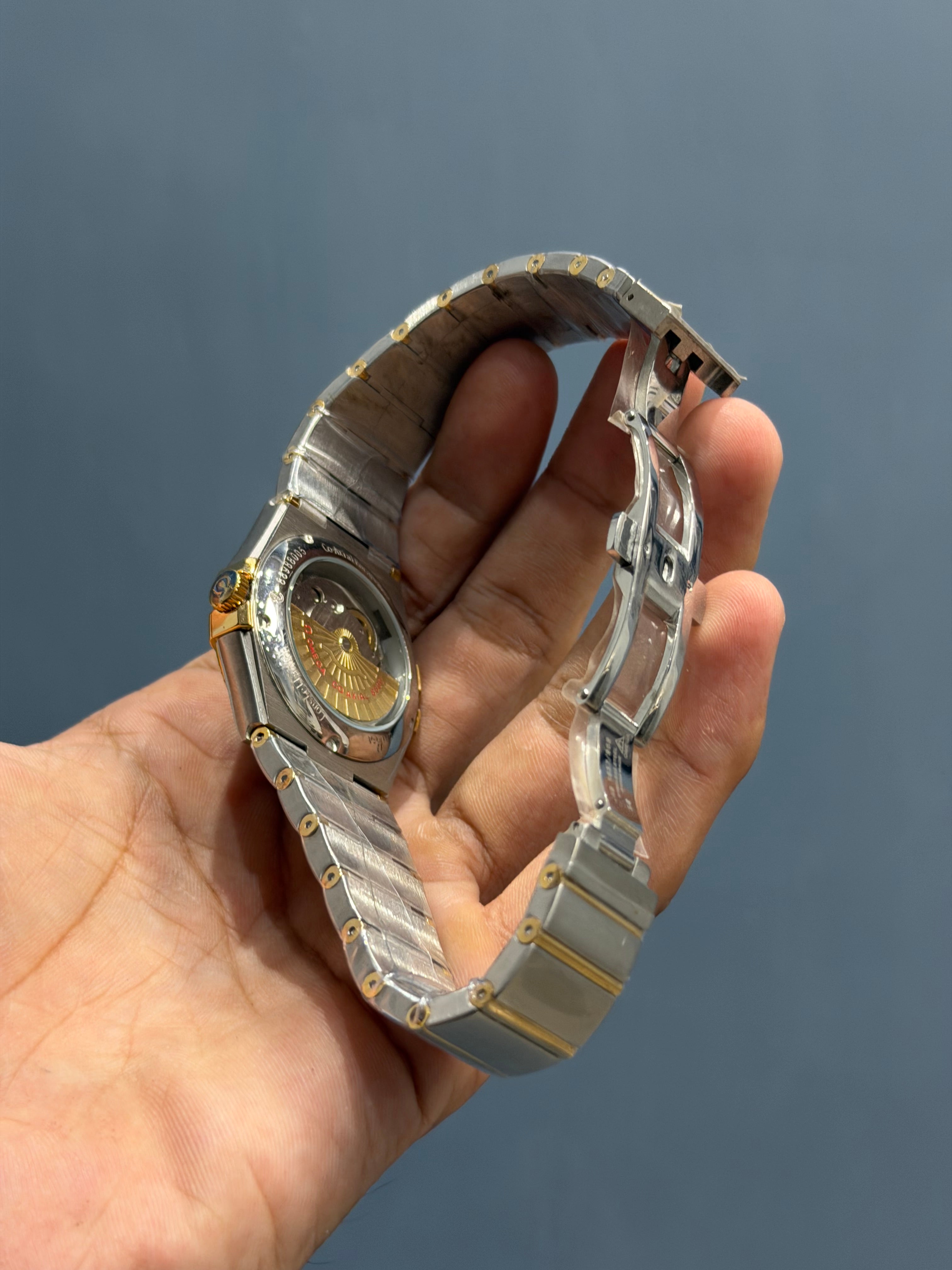 NEW COLLECTION TWO TONE YELLOW GOLD  WITH BLACK DIAL & STONE FIGURE