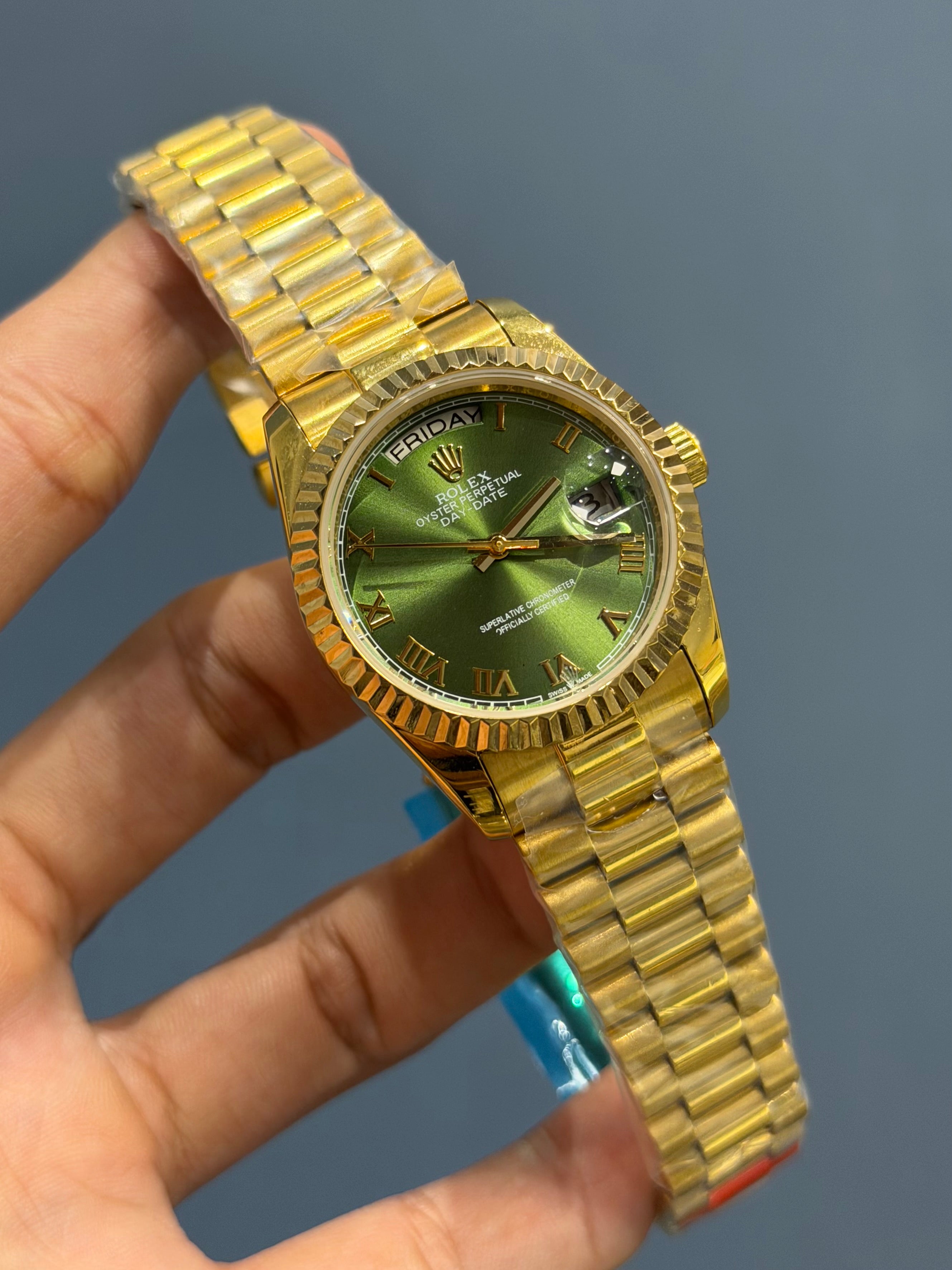 NEW COLLECTION 36 l GOLD WITH GREEN DIAL AUTOMATIC WATCH YZ FACTORY
