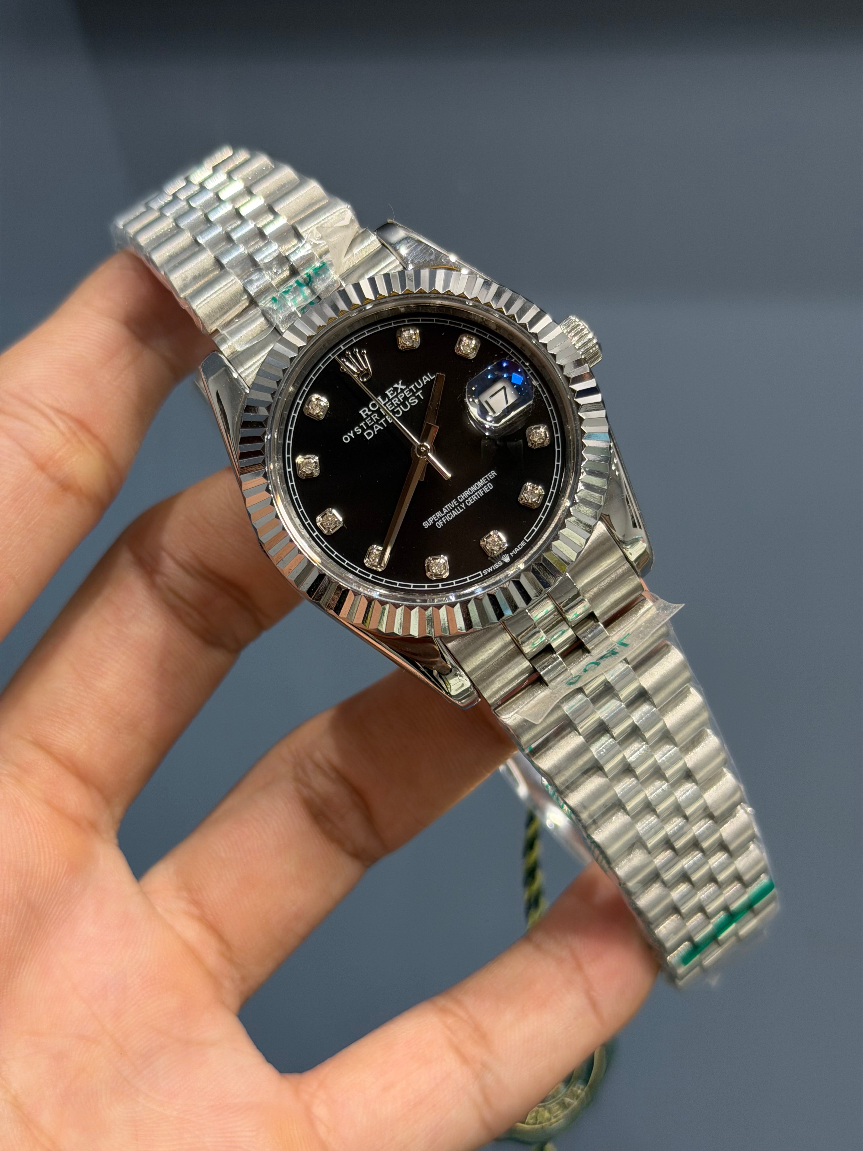 NEW COLLECTION 40 SILVER WITH DARK BLACK DIAL & FLUTED BEZEL YZ FACTORY