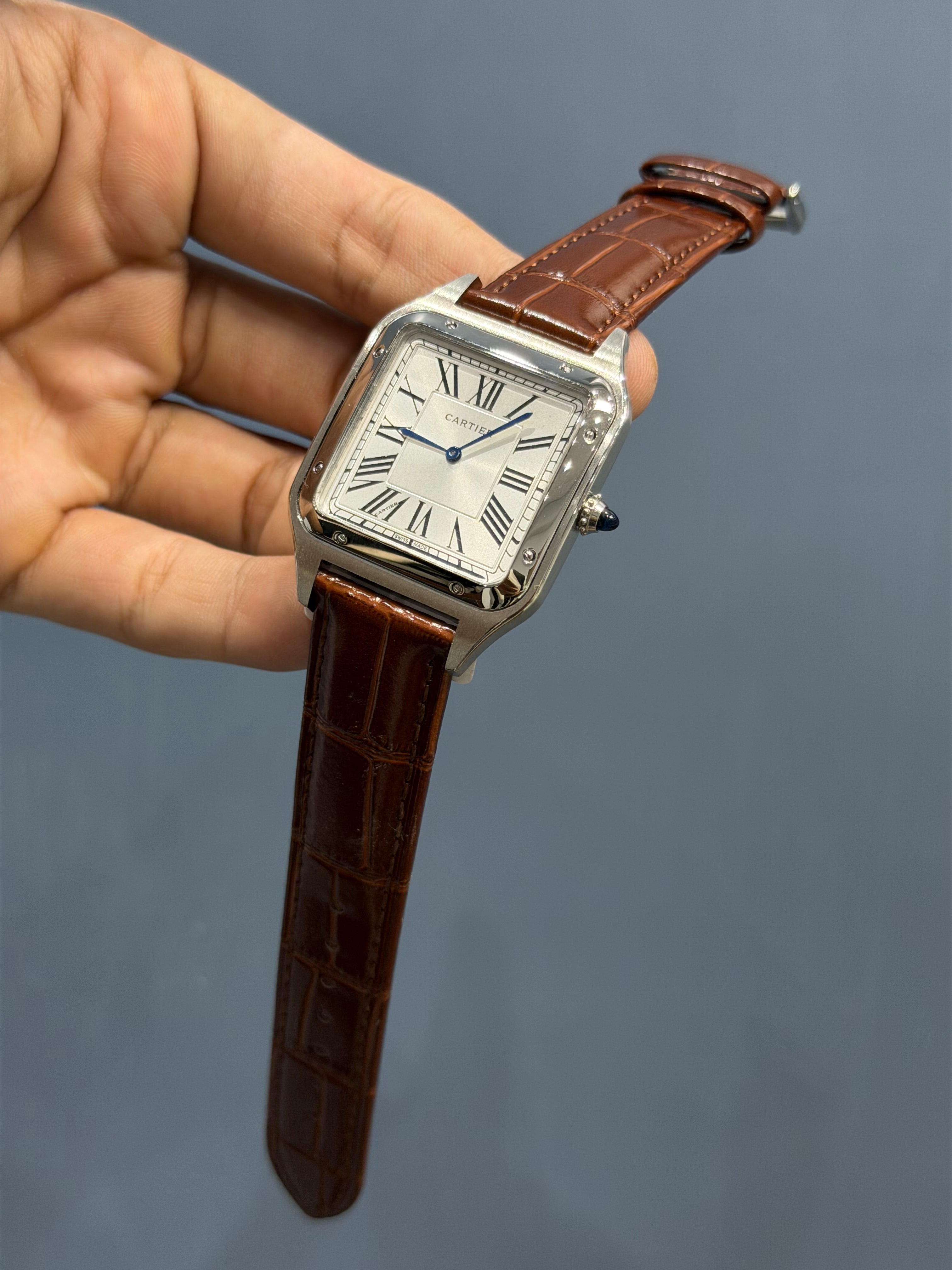 NEW COLLECTION SILVER CASE WITH WHITE DIAL & BROWN LEATHER STRAP