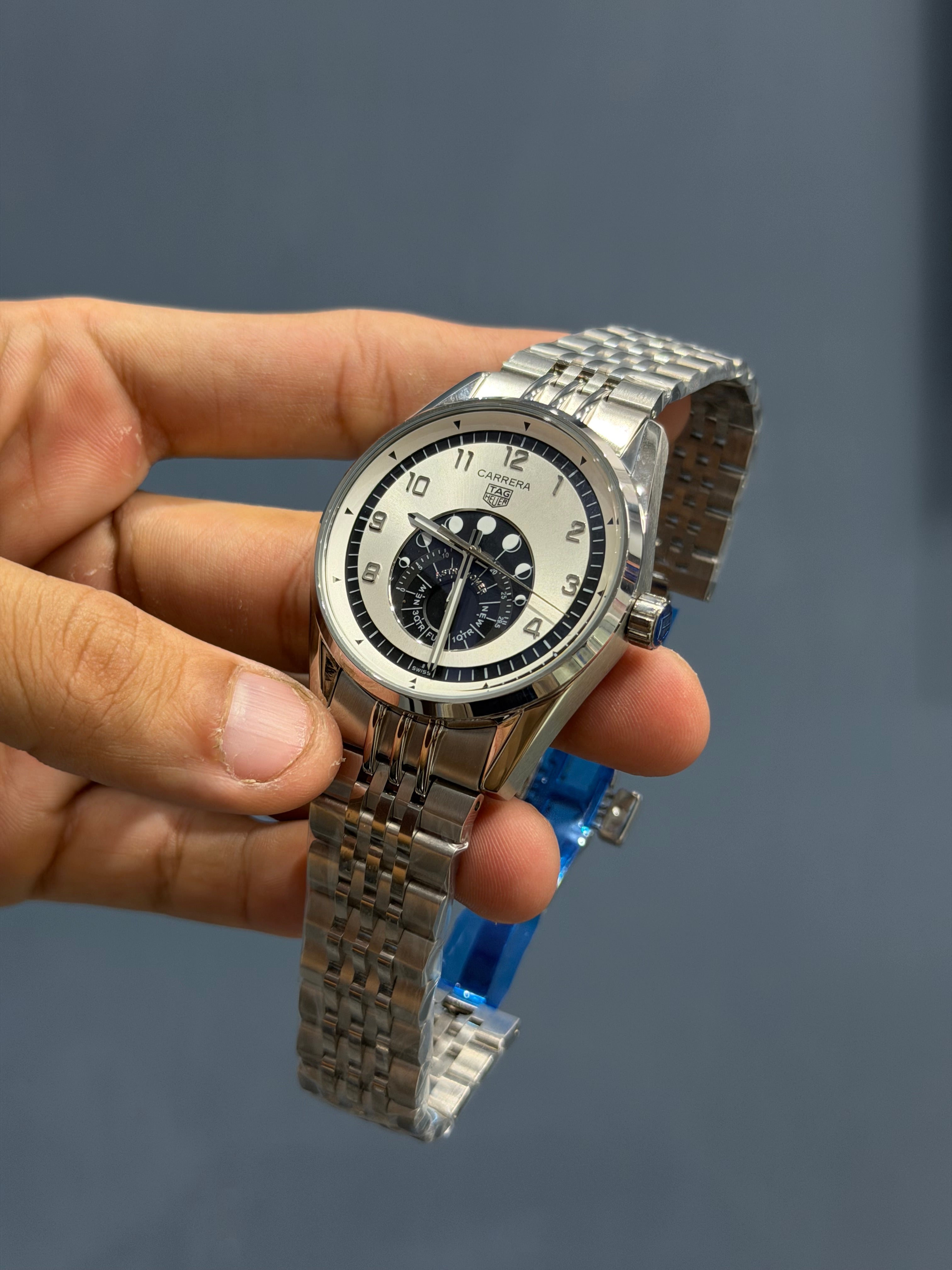 NEW COLLECTION ASTRONOMER SILVER CASE WITH WHITE DIAL & AUTOMATIC WATCH