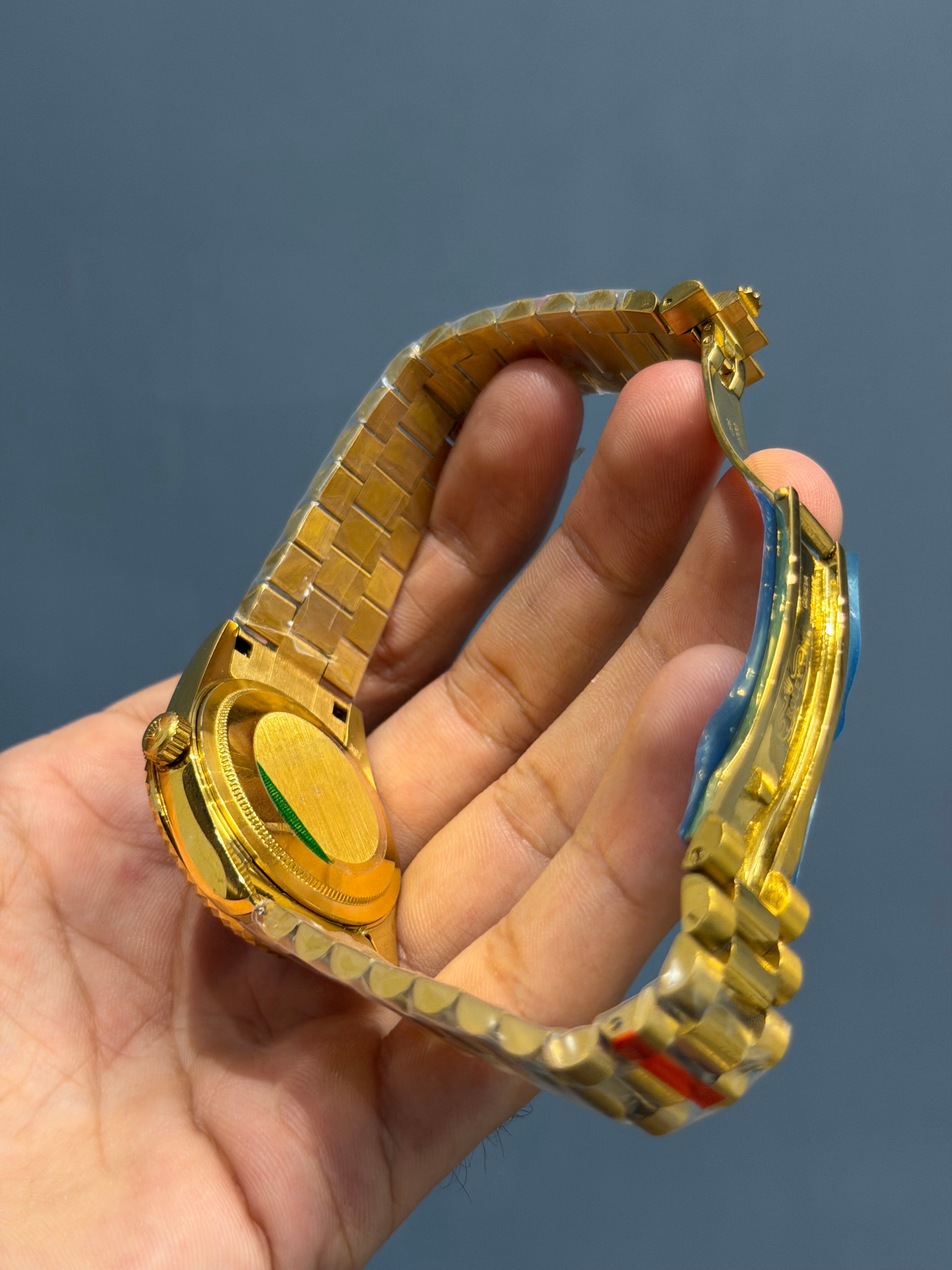 NEW COLLECTION 36 GOLD WITH GREEN DIAL FLUTED BEZEL RUBY STONE FIGURE AUTOMATIC WATCH YZ FACTORY