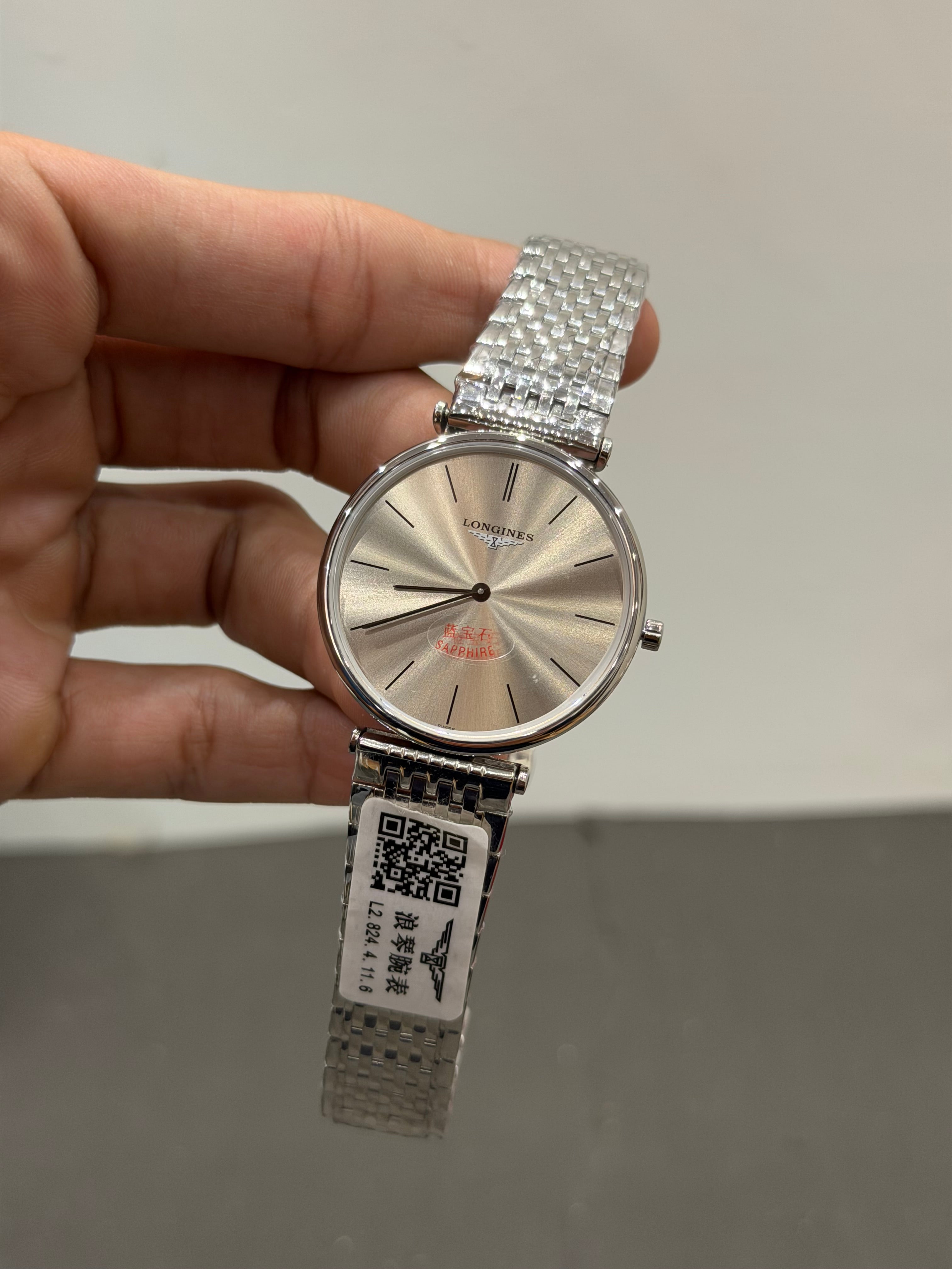 NEW COLLECTION SILVER WITH GREY DIAL SHORT FIGURE CHAIN WATCH