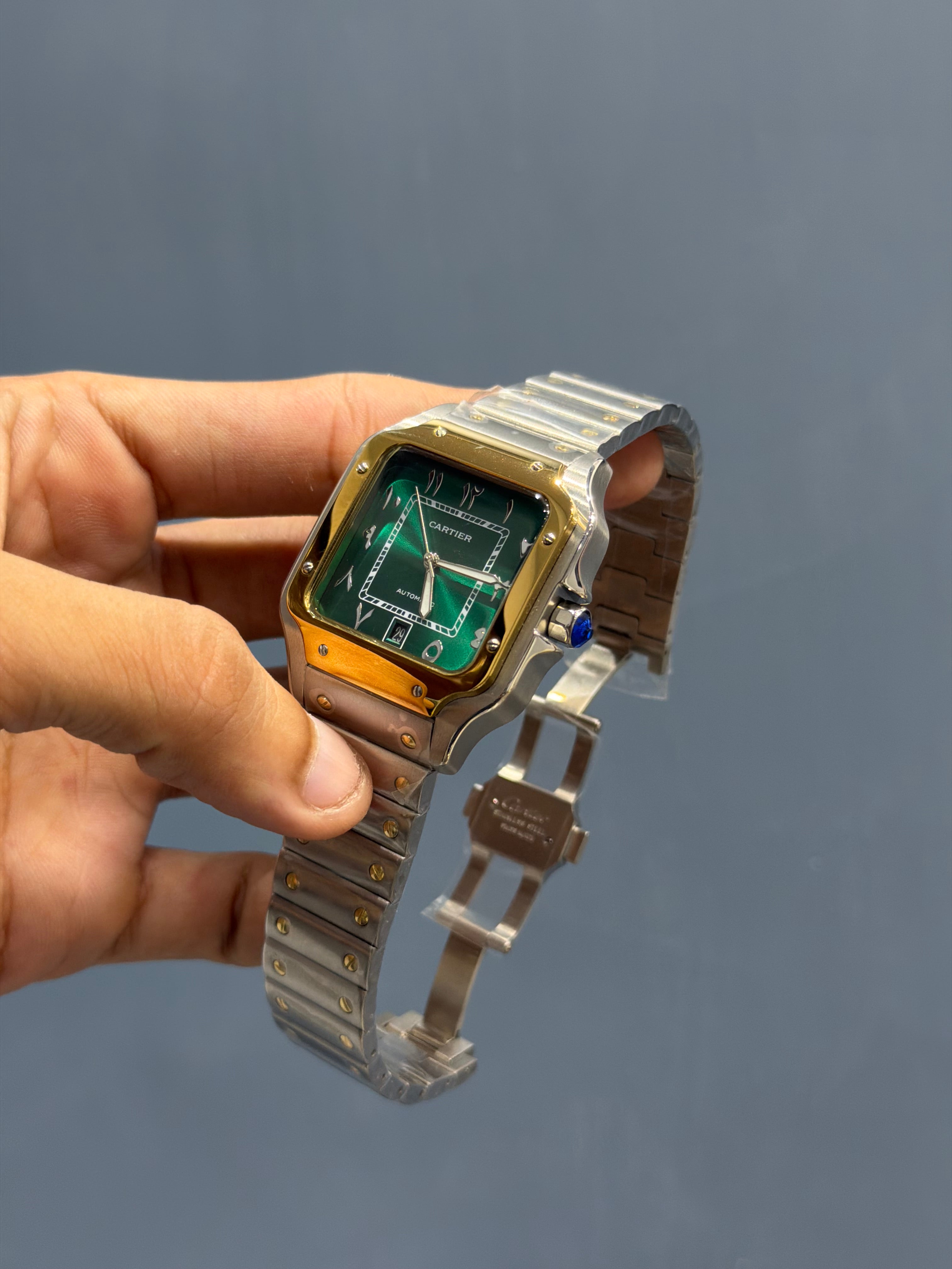 NEW COLLECTION TWOTONE CHAIN WITH GREEN ARABIC DIAL AUTOMATIC WATCH