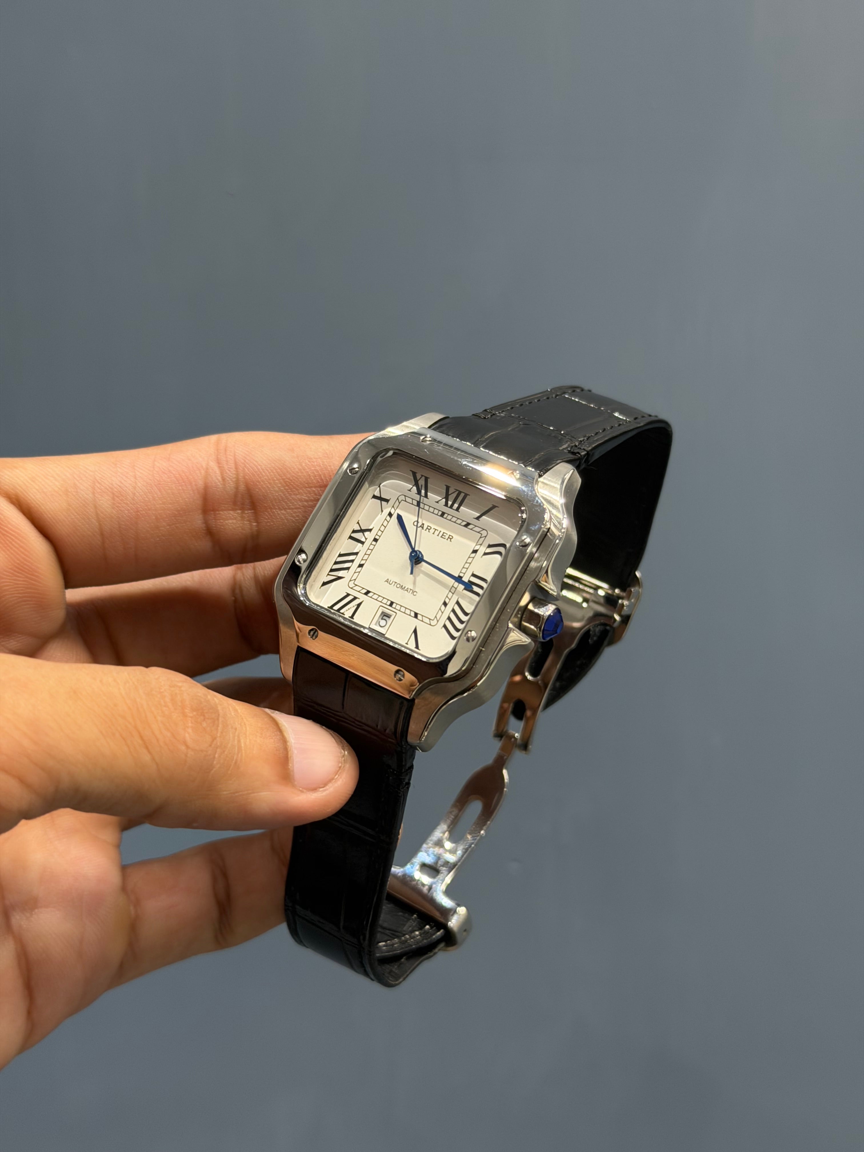 NEW COLLECTION SILVER CASE WITH WHITE DIAL & BLACK LEATHER STRAP