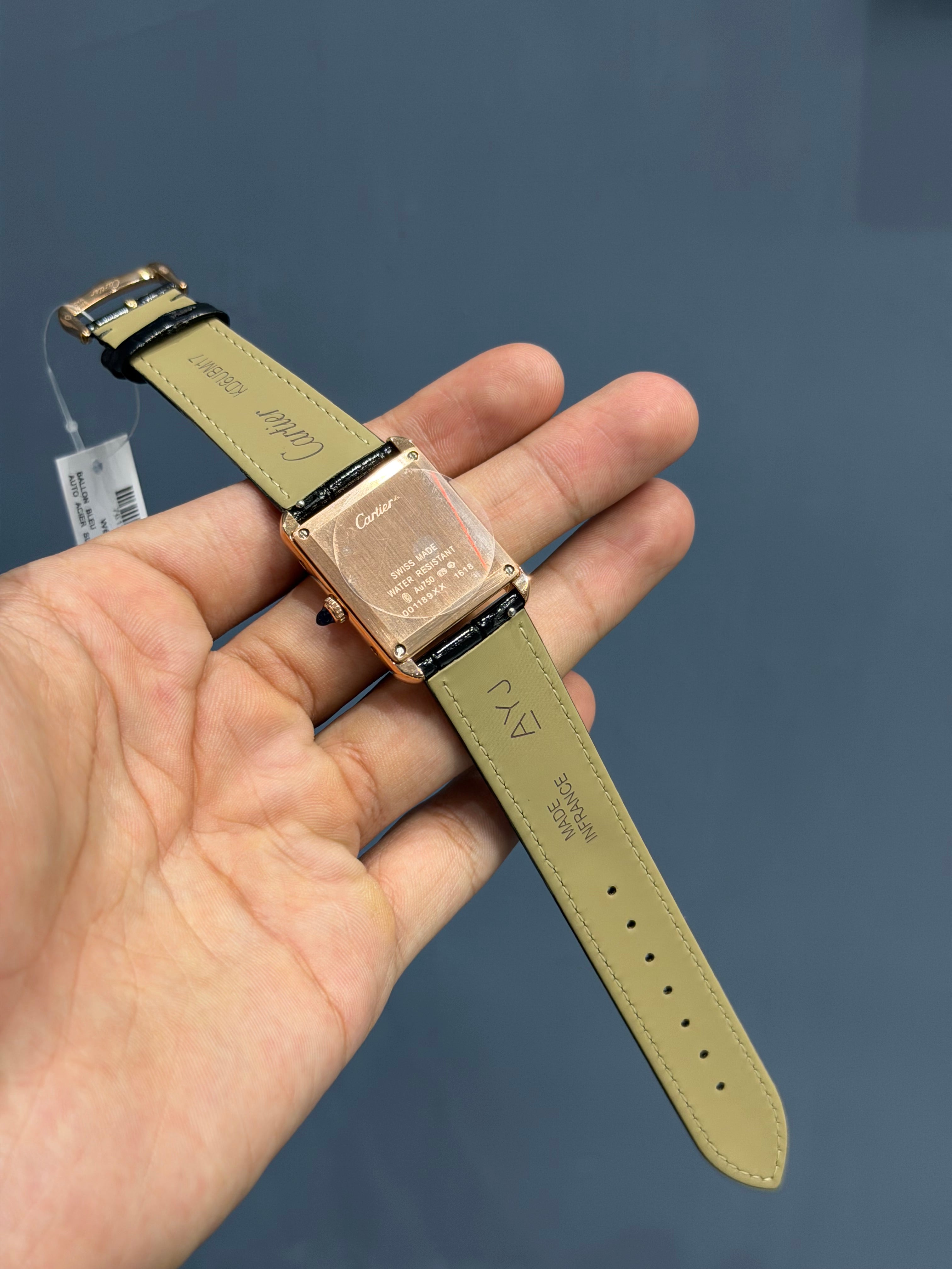 NEW COLLECTION 36MM ROSE GOLD CASE WITH BLACK DIAL & LEATHER STRAP WATCH