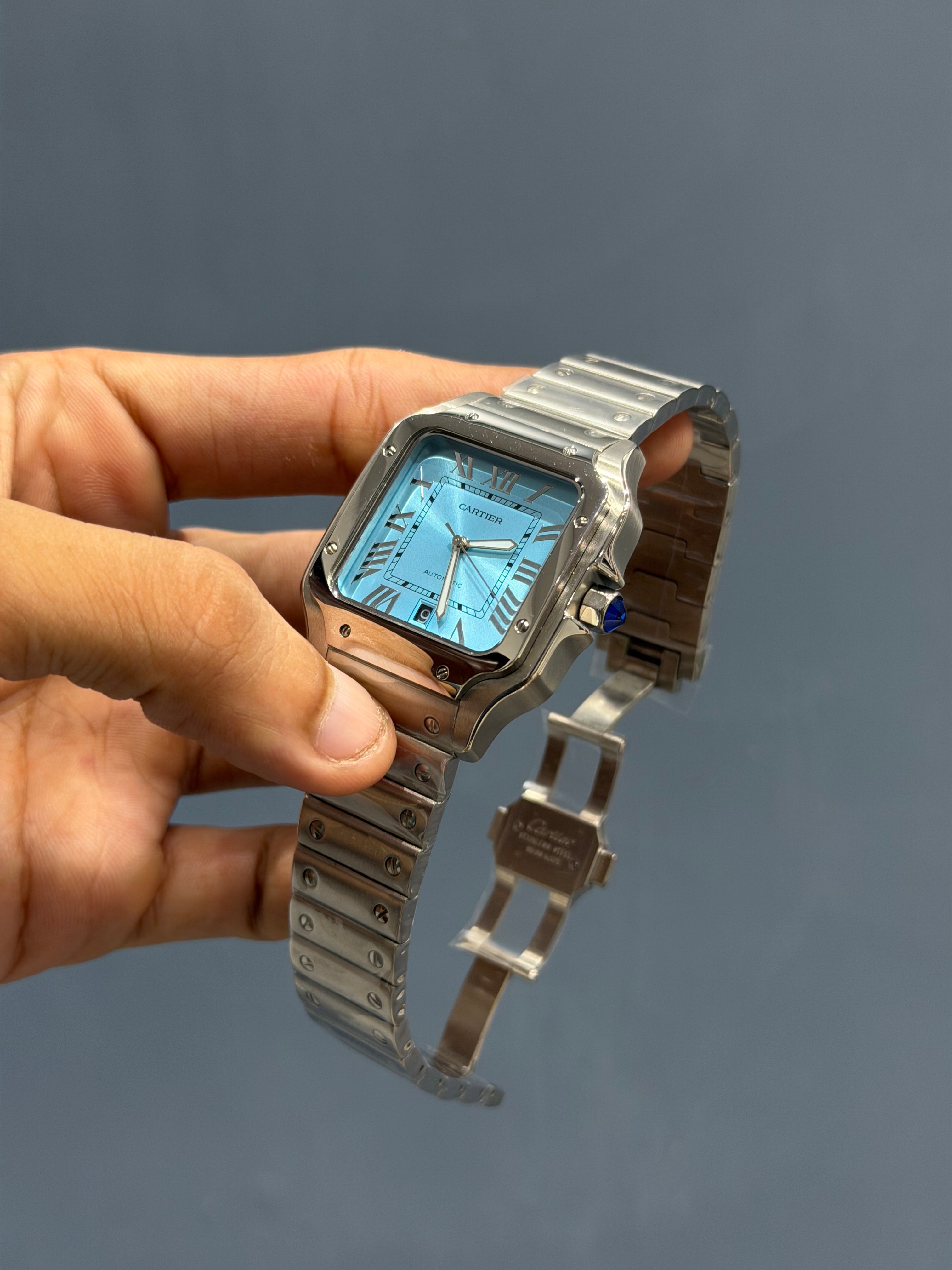 NEW COLLECTION SILVER CHAIN WITH TIFFANY DIAL AUTOMATIC WATCH