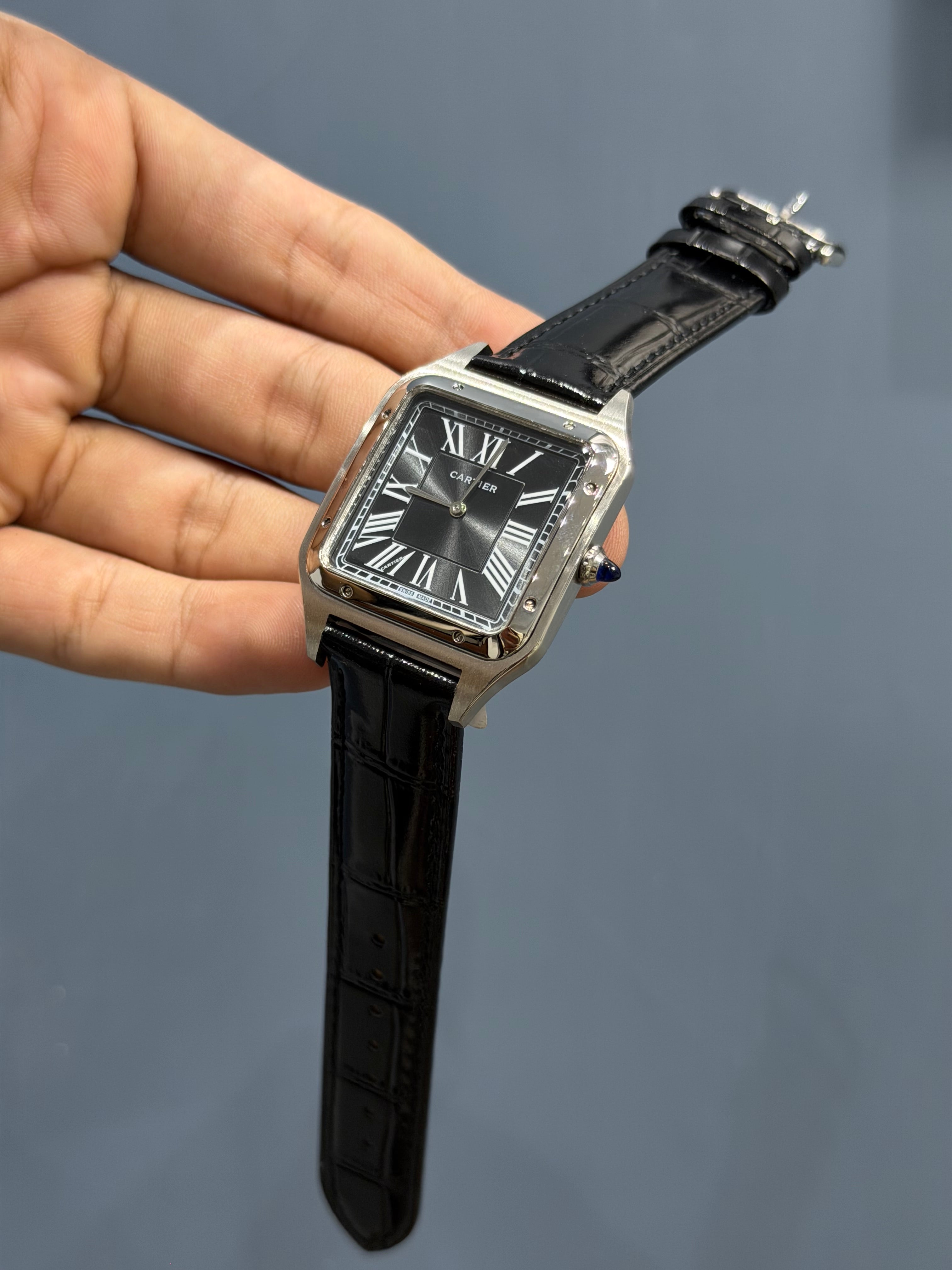 NEW COLLECTION SILVER CASE WITH BLACK DIAL & BLACK LEATHER STRAP