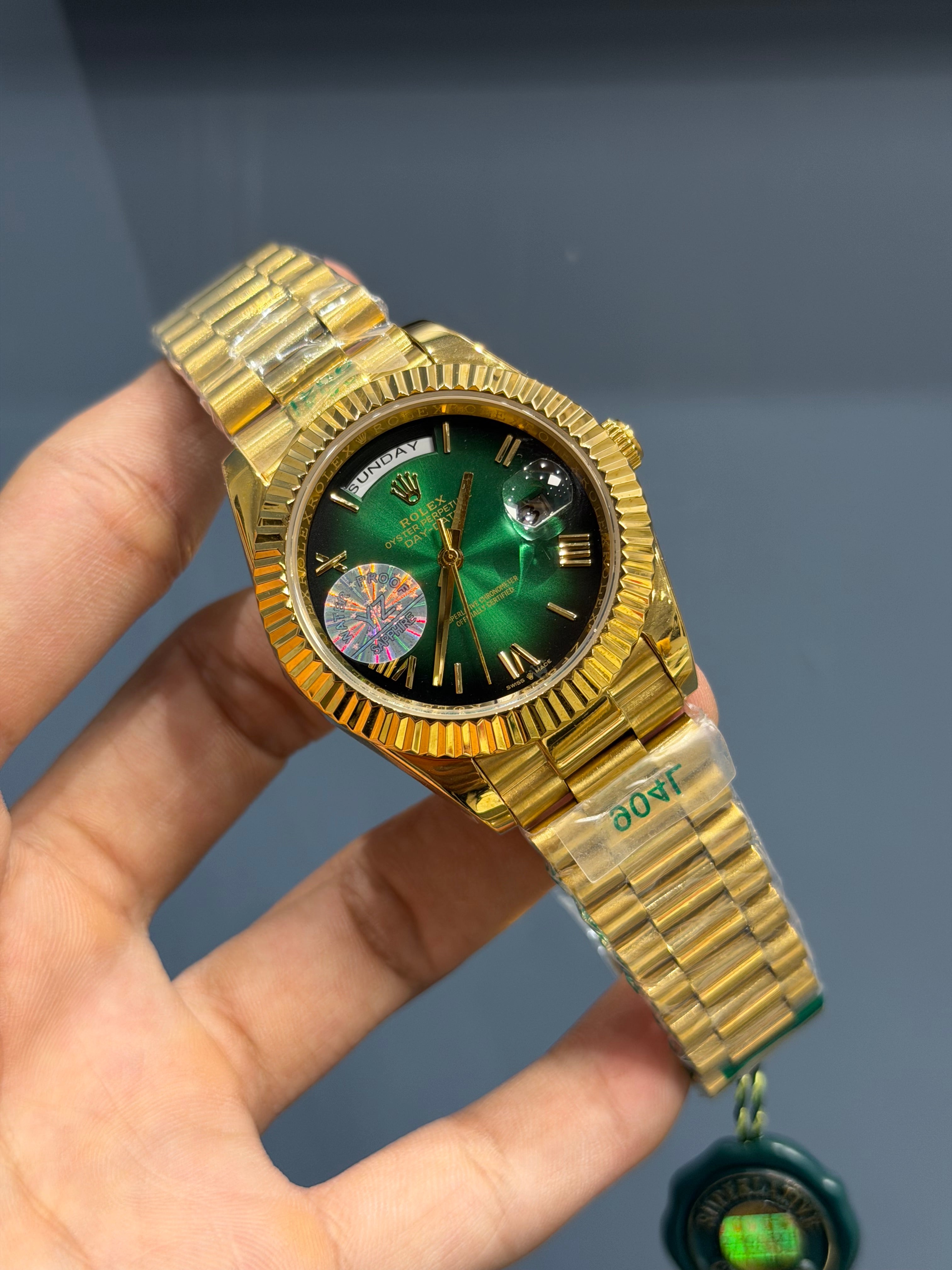 NEW COLLECTION 40MM YELLOW GOLD WITH SMOKE GREEN DIAL ROMAN FIGURE YZ MADE