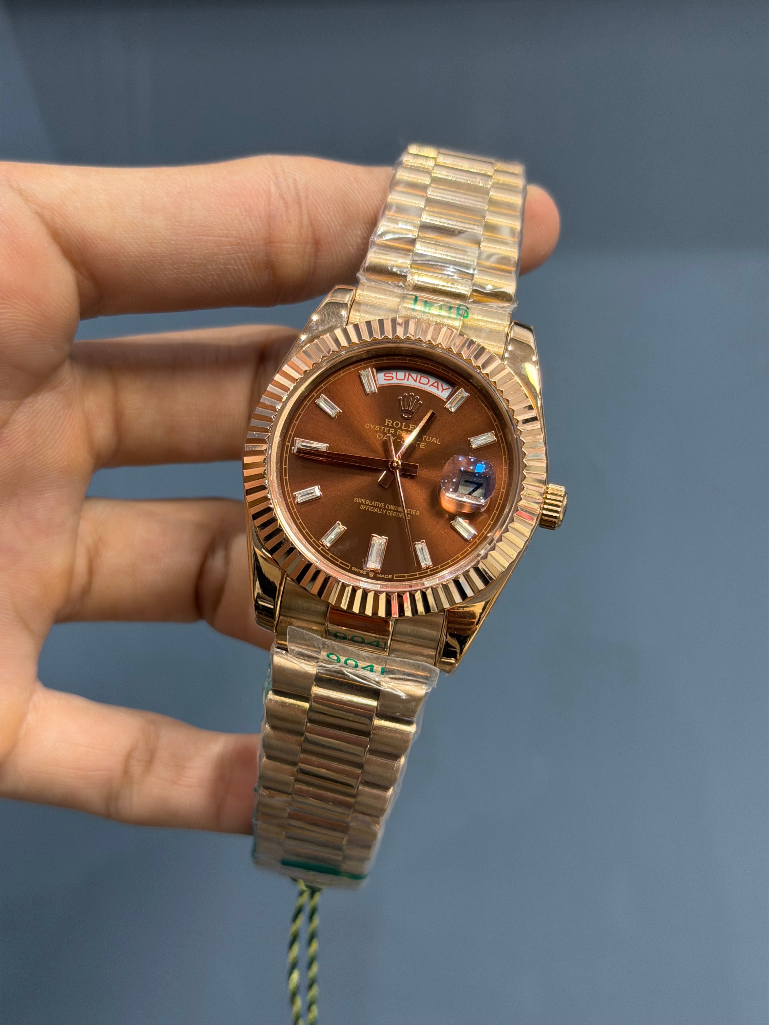 NEW COLLECTION 40MM ROSE GOLD WITH CHOCO DIAL STONE INDEX FIGURE YZ MADE