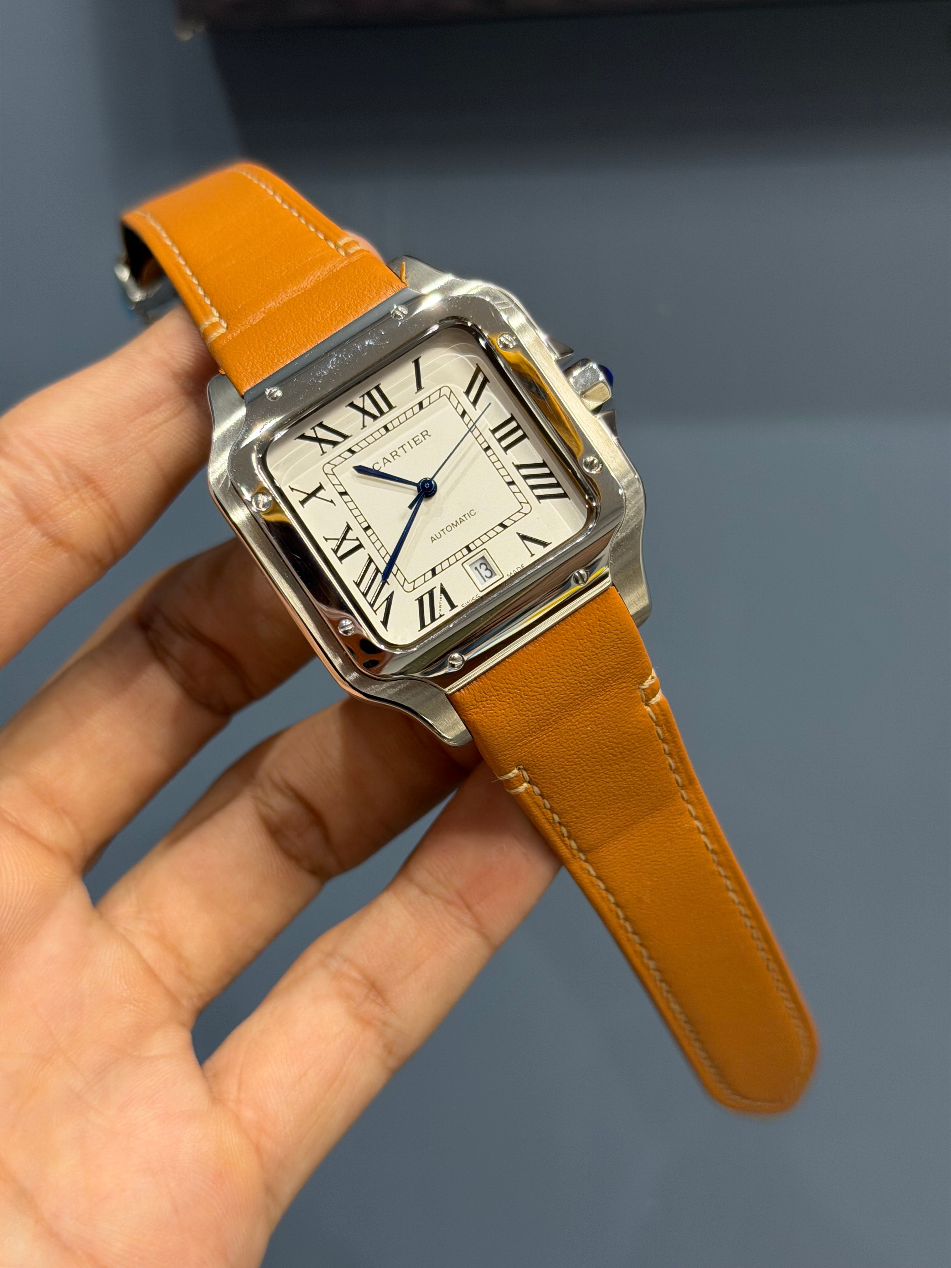 NEW COLLECTION SILVER CASE WITH WHITE DIAL & CAMEL BROWN LEATHER STRAP