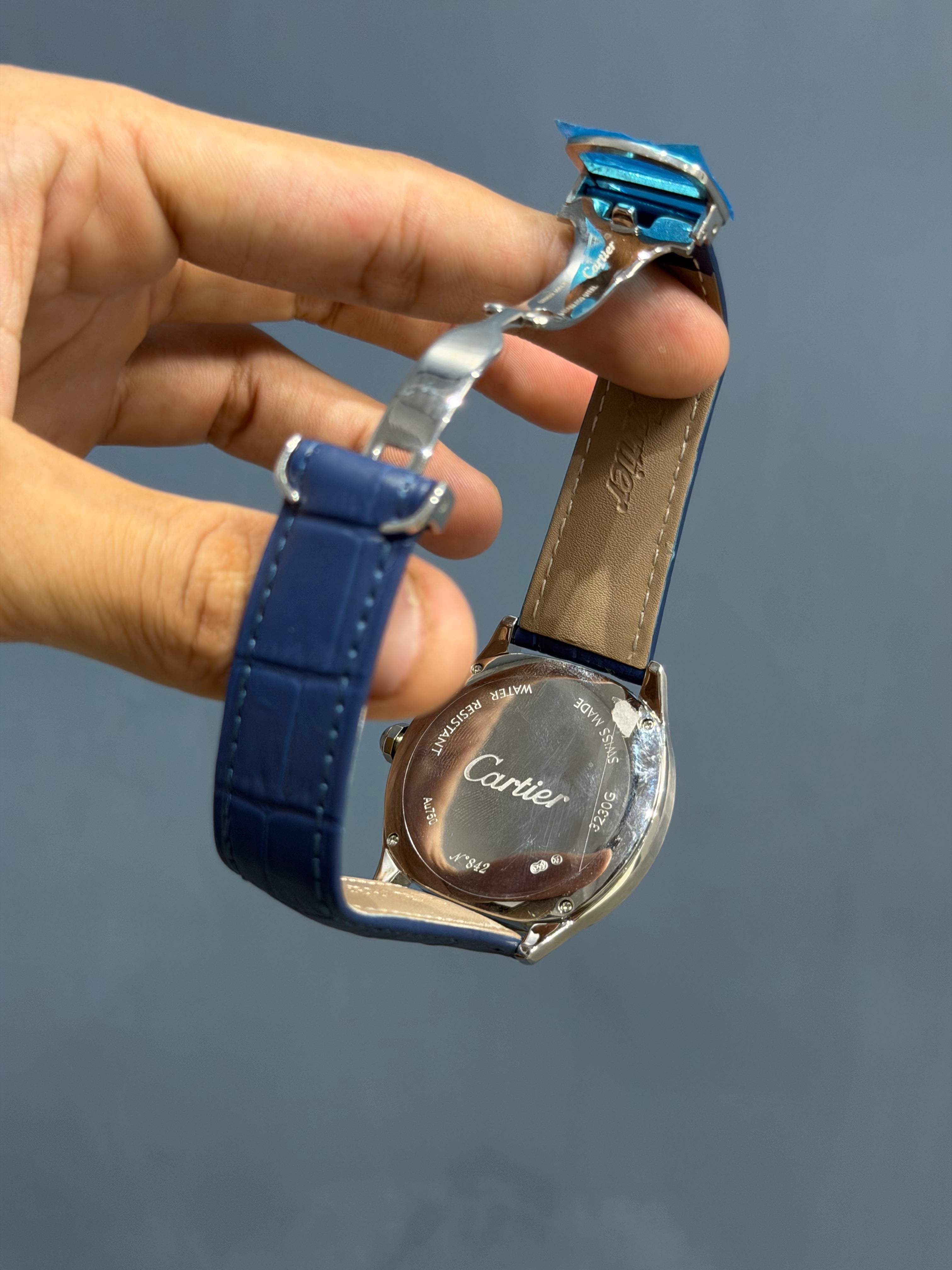NEW COLLECTION SILVER CASE WITH BLUE DIAL & BLUE LEATHER STRAP